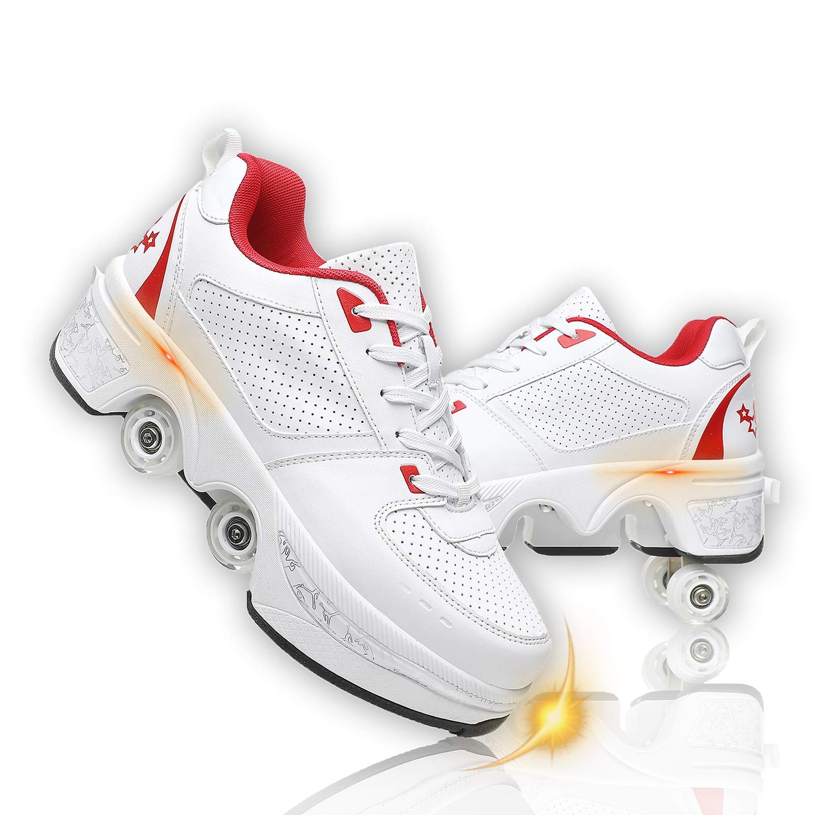 Retractable Roller Skates Shoes for Women & Men - Convertible Skating Shoes with Wheels for Parkour, Outdoor Fun & Fitness - Ideal for Boys, Girls & Adults