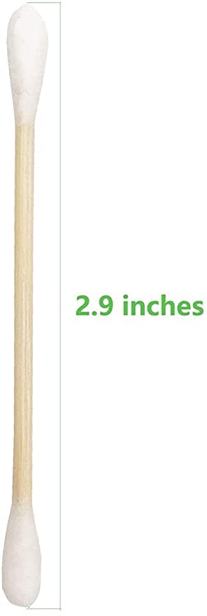 Eco-Friendly Double Pointed Wooden Cotton Swabs - 100 Pack | Safe Ear Wax Removal, Baby Care & Art Crafts | Gentle Cleaning Buds for Sensitive Ears, Makeup, Nail Art & First Aid Kit Essentials