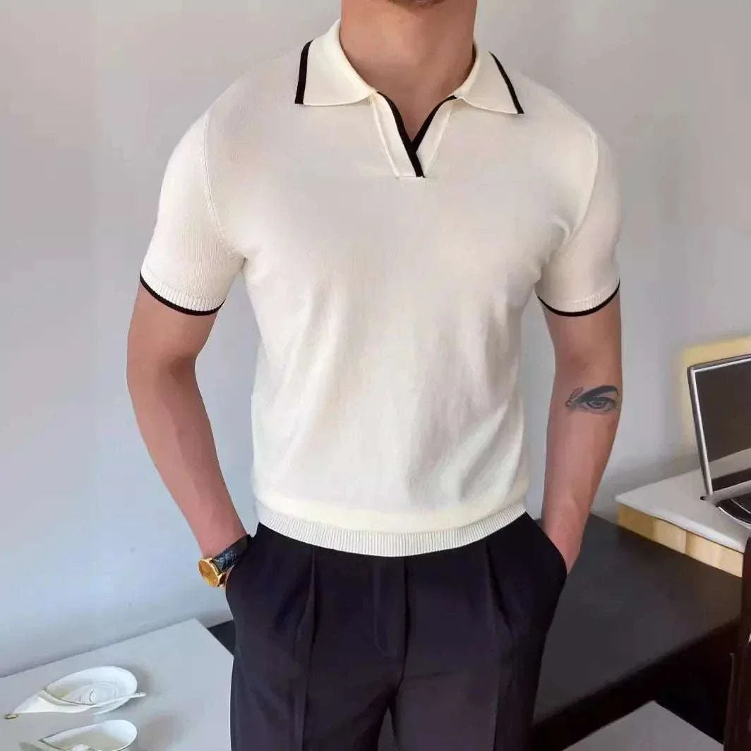 Men's Polo Collar Relaxed Fit T-Shirt - Comfortable Casual Short Sleeve Shirt for Everyday Wear, Golf, and Outdoor Activities