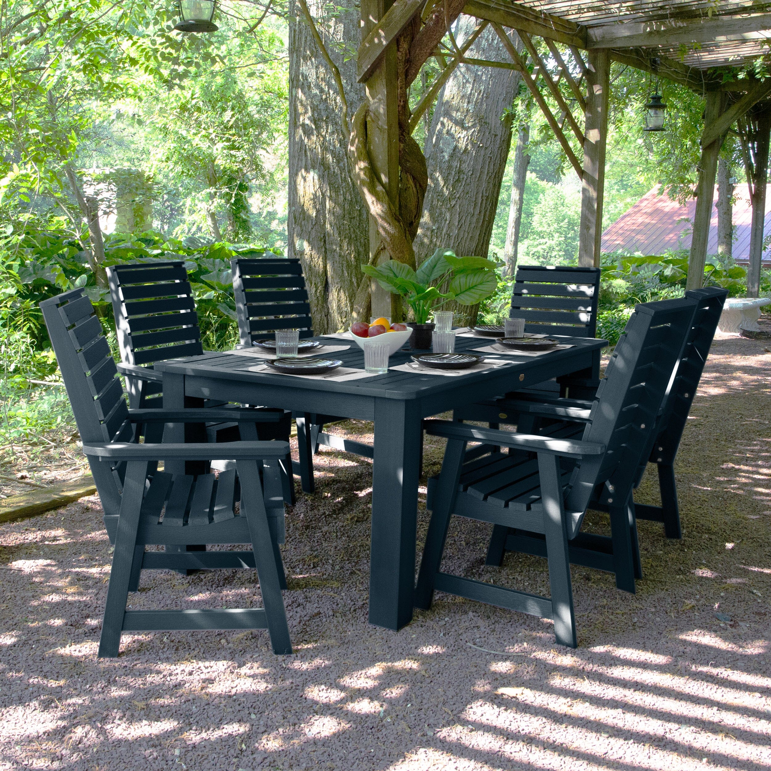 Weatherly 7-Piece Rectangular Dining Set 42x72 Inches - Outdoor Patio Furniture for Backyard, Garden & Poolside Dining