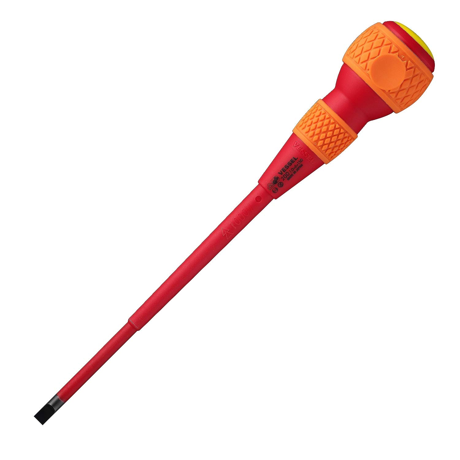 VESSEL Insulated Screwdriver with Ball Grip - 6x150mm (1/4