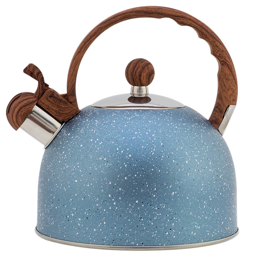 NUOBESTY 1pc Stainless Steel Whistling Tea Kettle - Large Capacity Flat Bottom Teakettle for Home, Stovetop & Camping - Perfect for Boiling Water, Making Tea & Coffee