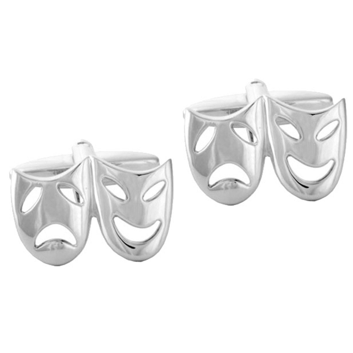 Comedy and Tragedy Theatrical Cufflinks - Classic Drama Design for Men's Formal Wear, Perfect for Weddings, Theater Events & Gifts