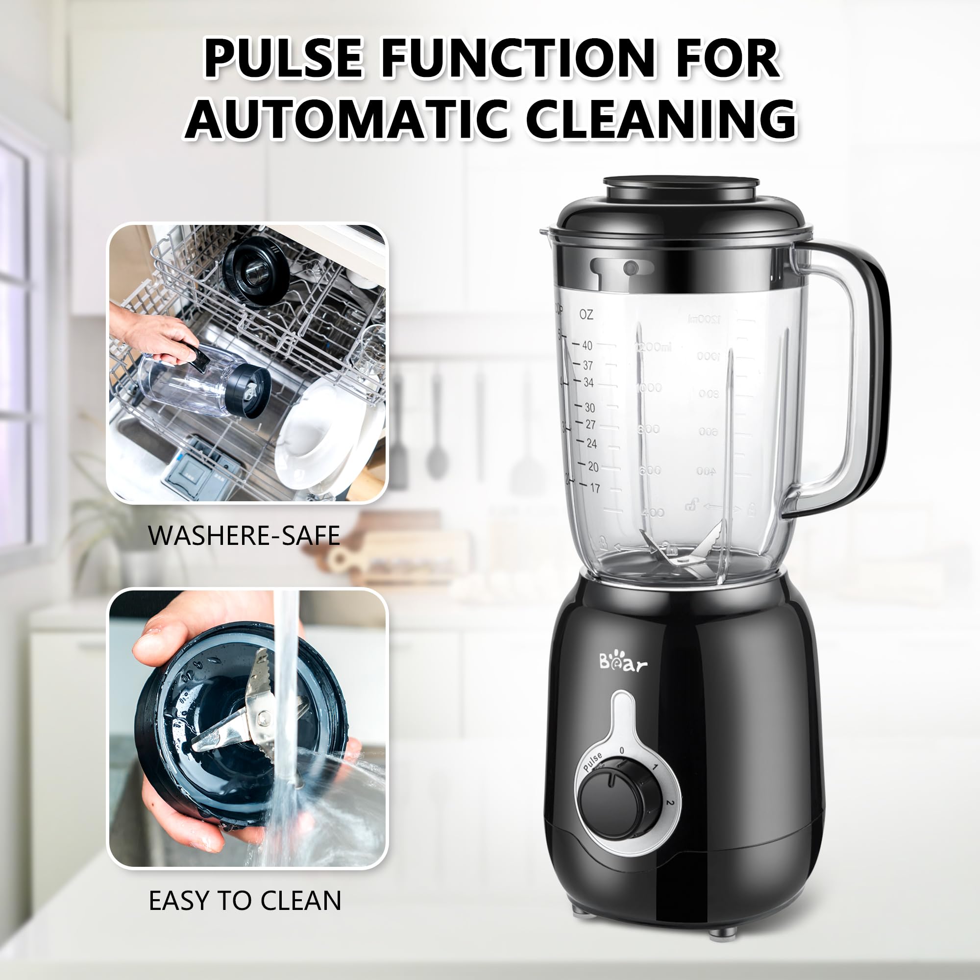 2025 New 700W High-Speed Blender - Professional Countertop Smoothie Maker with 40oz BPA-Free Cup - 3-Speed Settings for Ice Crushing, Puree & Frozen Fruits - Easy Clean - Perfect for Smoothies, Shakes, Protein Drinks & Meal Prep in Home Kitchen