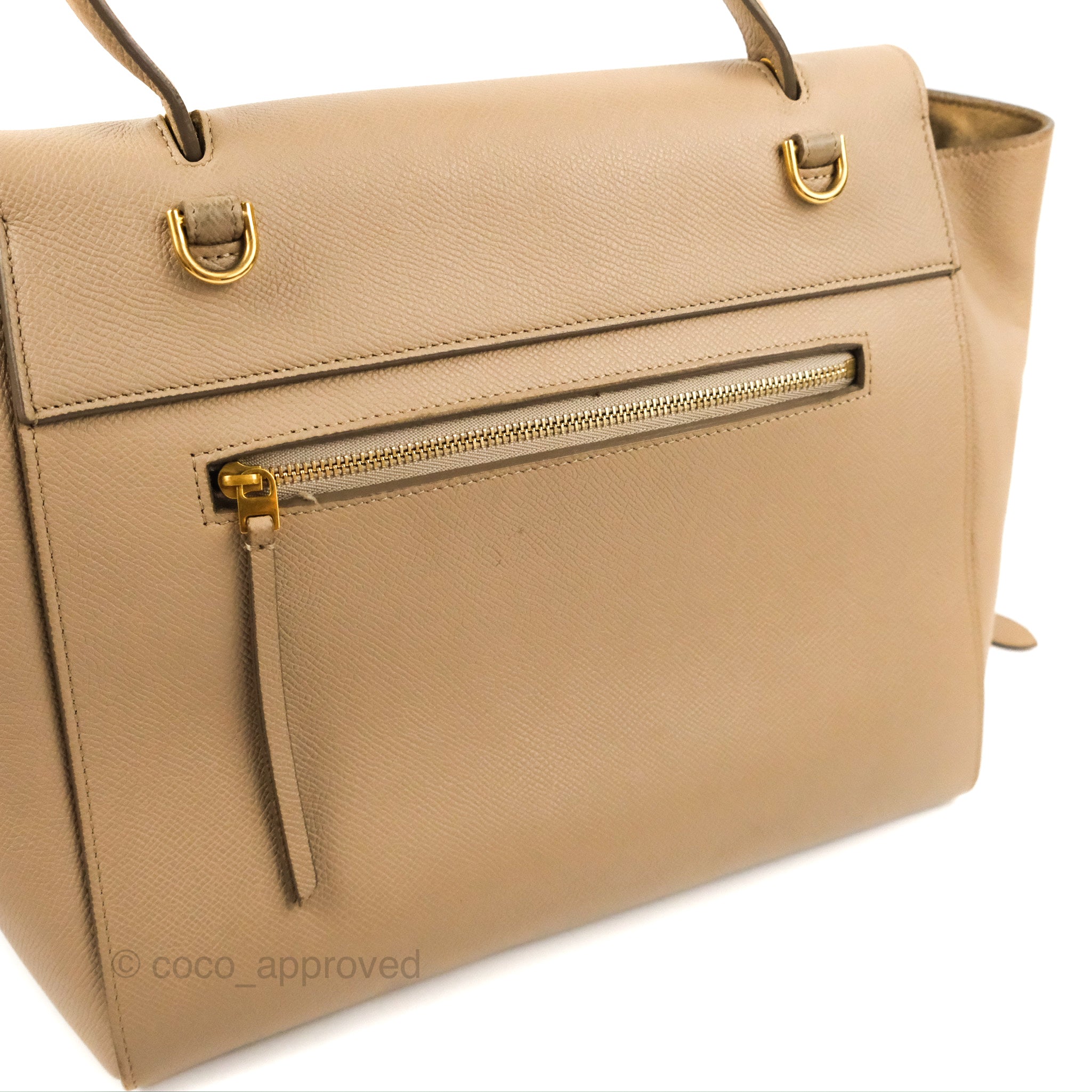 Celine Mini Belt Bag in Light Taupe - Genuine Grained Calfskin with Gold Hardware | Perfect for Everyday Use, Work & Travel