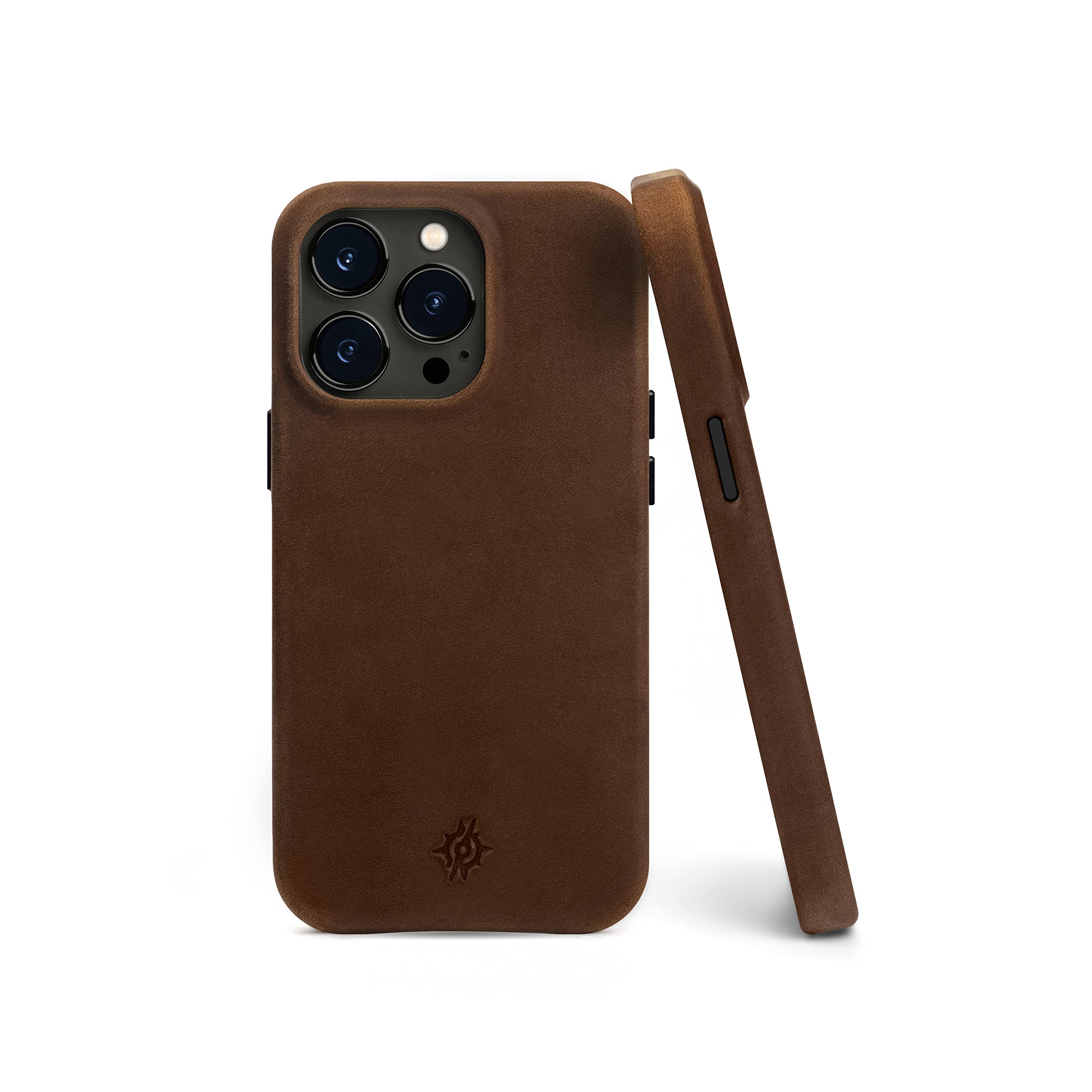 Premium iPhone 14 Pro Max Leather Case with MagSafe & Wireless Charging | Genuine Top Grain Crazy Horse Dark Brown Leather | Raised Lip Screen Protection | Precision Metal Buttons - Perfect for Business Professionals & Luxury Enthusiasts