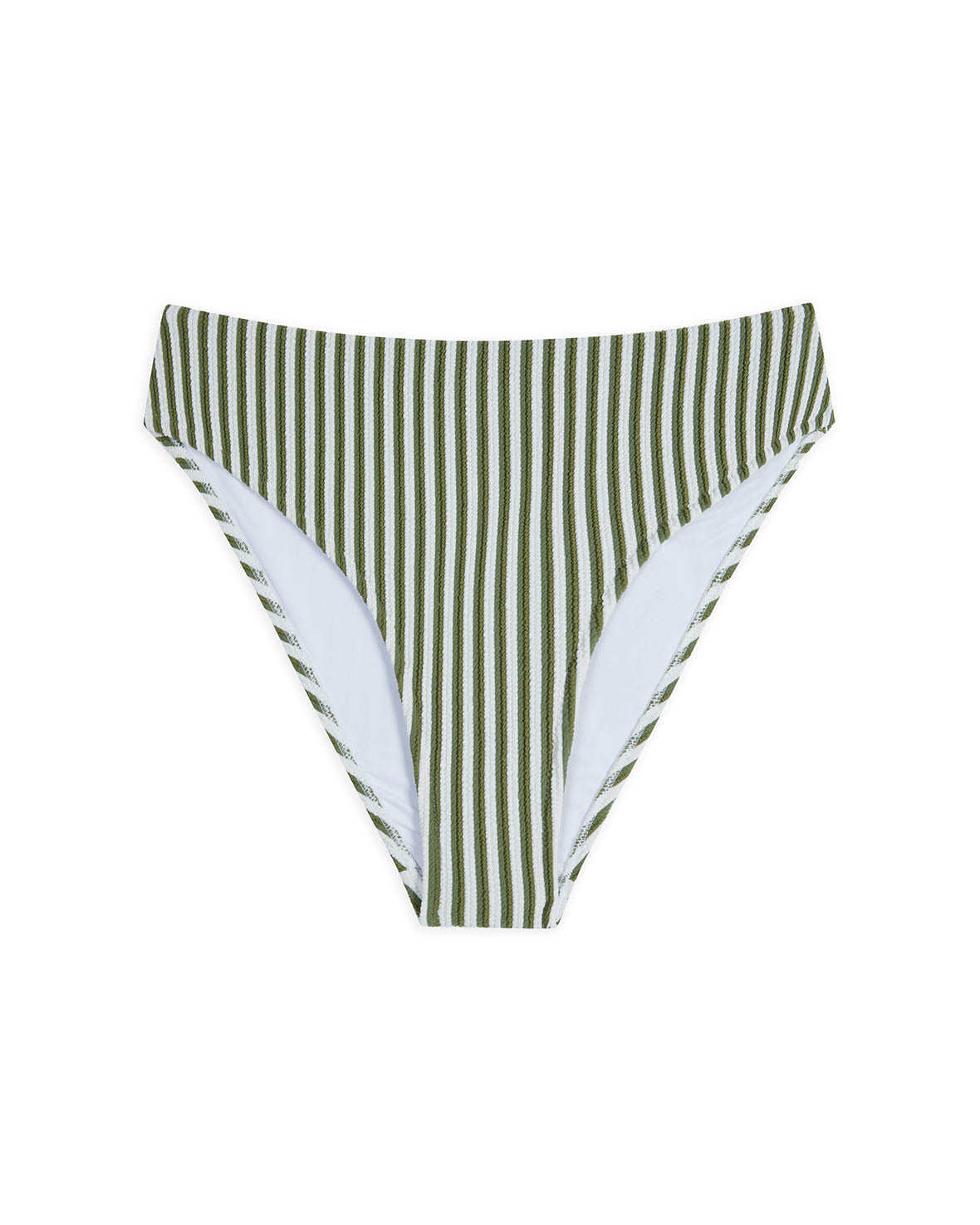 Crinkle Stripe High Waist Bikini Bottoms - Green Swimwear for Women | Perfect for Beach, Pool & Summer Vacations