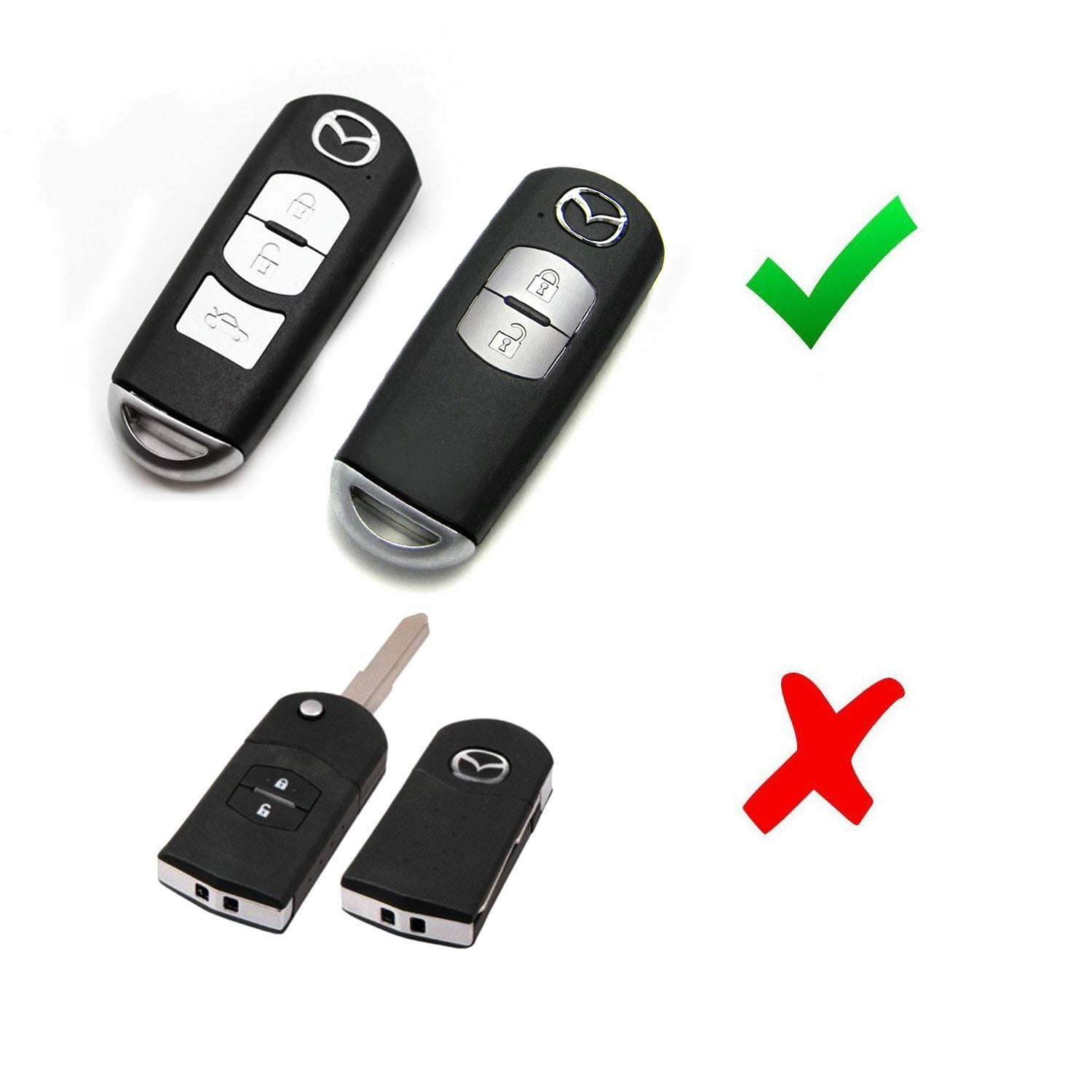 Carbon Fiber Smart Key Fob Cover with Button Protector for Mazda 3 5 6 CX-3 CX-5 CX-7 MX-5 - Durable Replacement Key Shell for Enhanced Protection & Style (Perfect for Daily Use, Car Enthusiasts & Gift Giving)