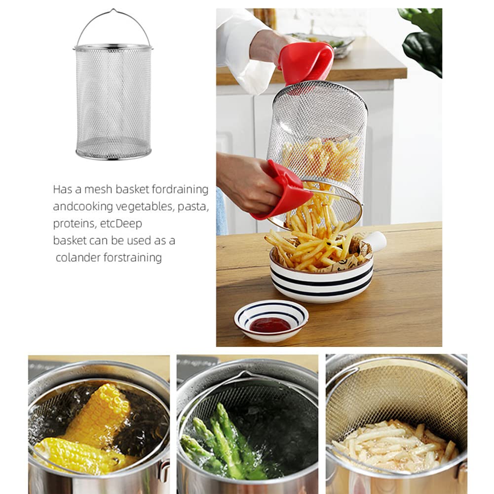 Premium Stainless Steel Asparagus Cooking Pot with Removable Basket Lid - 3.5L/4L Multi-Purpose Soup Pot, Deep Fryer & Pasta Corn Boiler for Home Kitchen | Perfect for Stovetop Cooking, Frying, and Boiling Vegetables