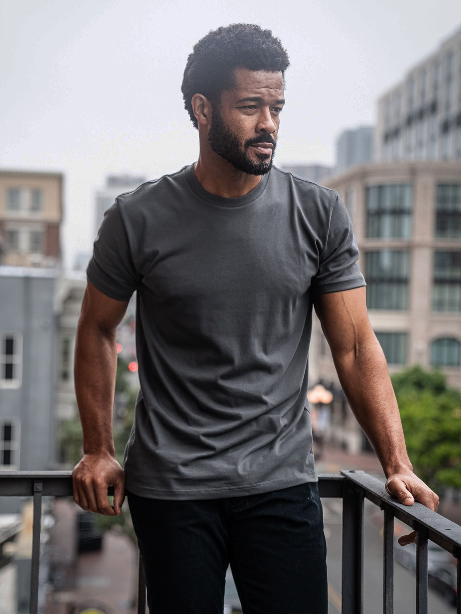 Premium Graphite Crew Neck T-Shirt for Men - Soft Cotton Comfort Fit Casual Tee - Perfect for Everyday Wear, Gym & Street Style