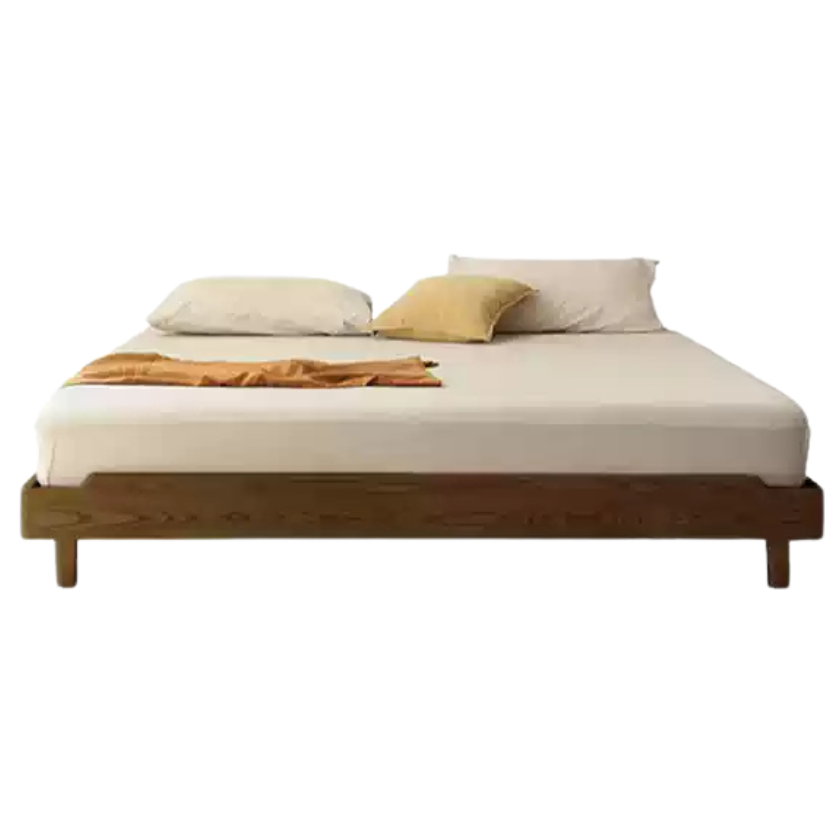 Solid Wood Platform Bed in Black Walnut & Ash - Headboard-Free Modern Bed Frame for Bedroom, Guest Room, or Dorm