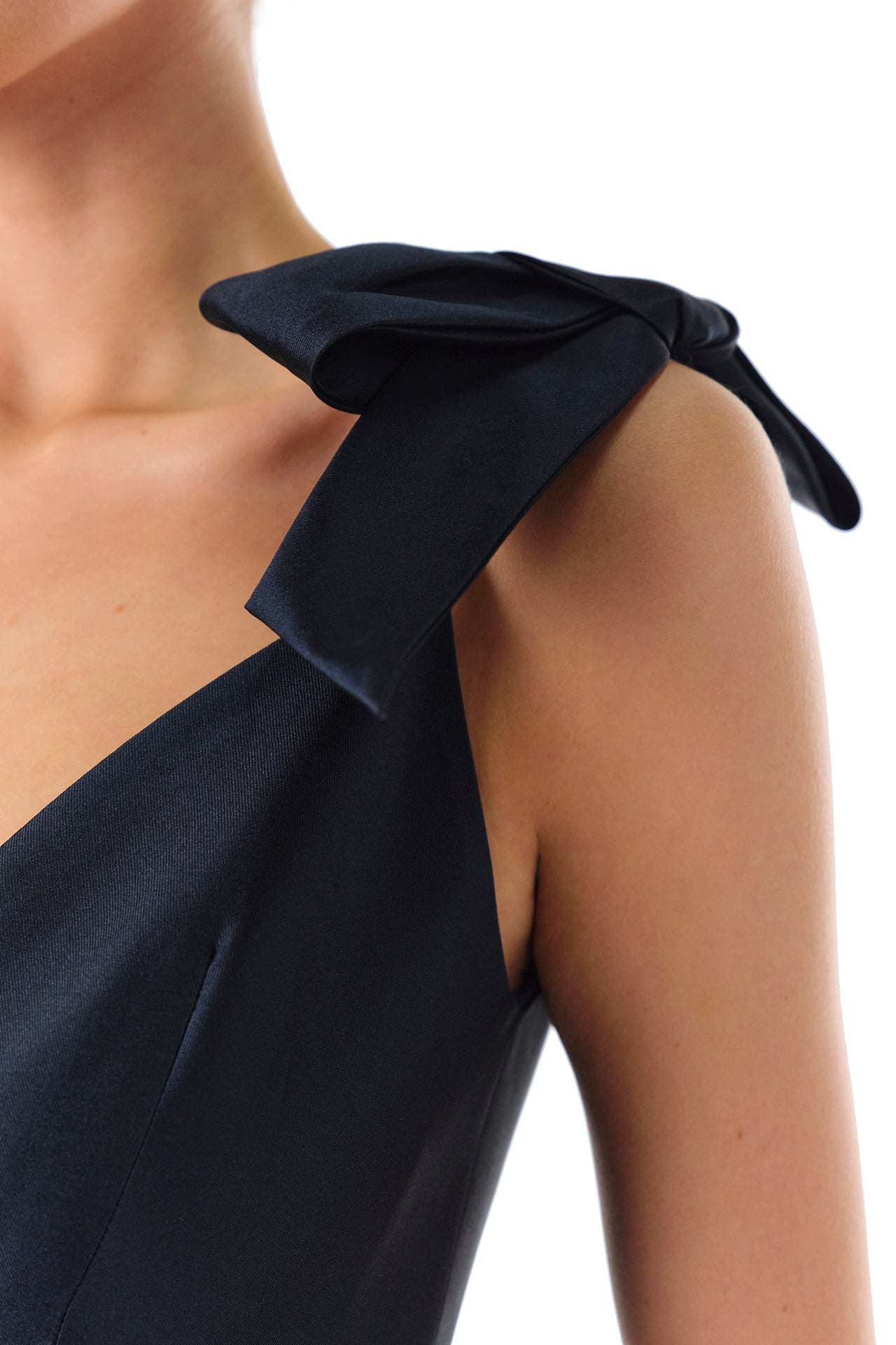 Elegant Deep V Neck Ball Gown with Bow Accents - Perfect for Prom, Evening Gala & Formal Events