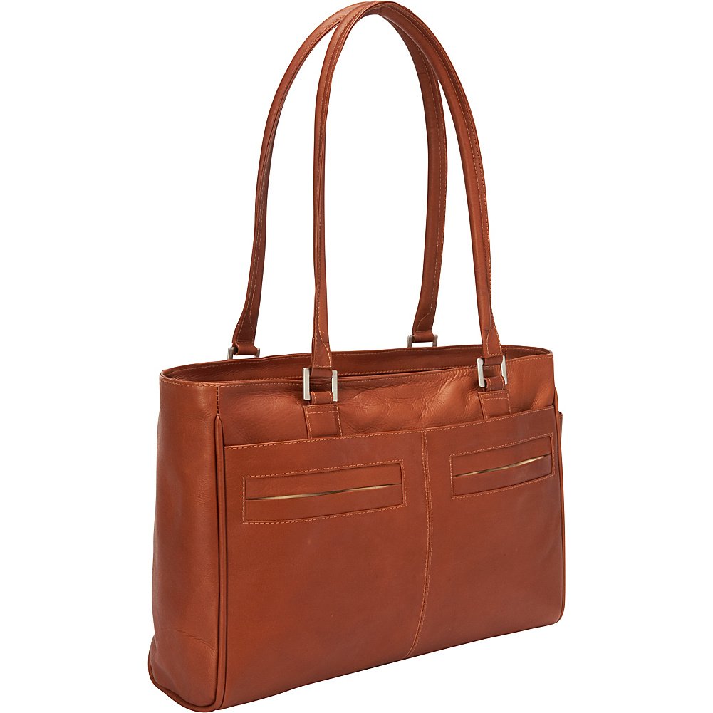 Stylish Women's Laptop Tote Bag with Multiple Pockets - Perfect for Work, Travel & Business Meetings - Saddle Brown One Size Shoulder Bag