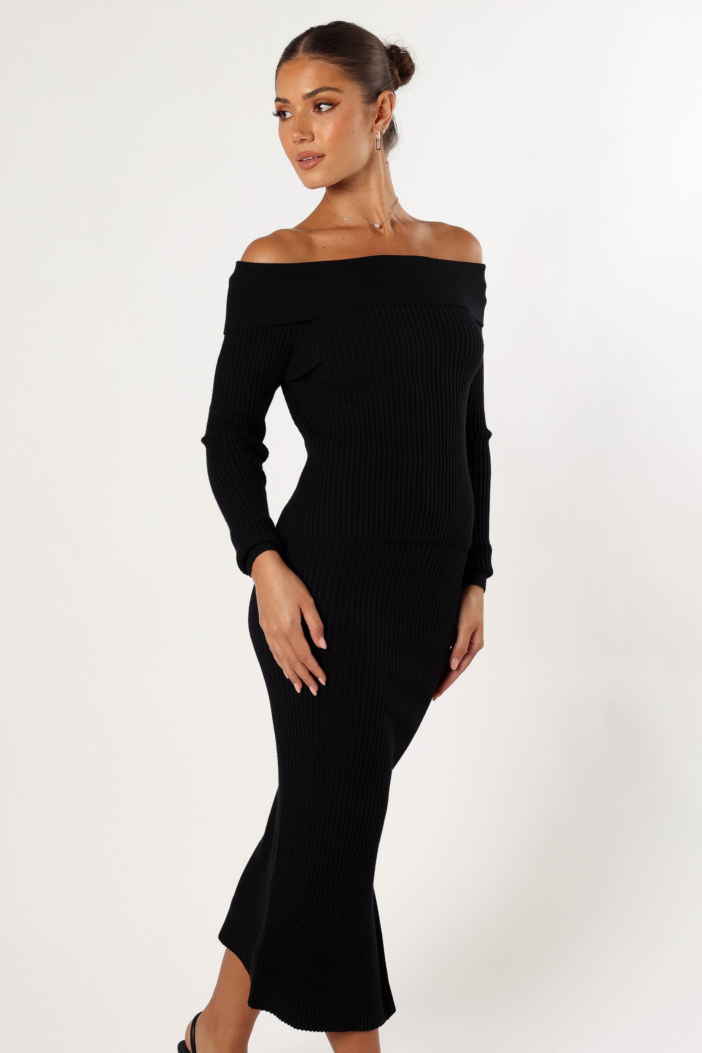 Charlotte Knitted Set - Women's Black Knit Sweater & Skirt Outfit for Fall & Winter | Cozy Casual Wear, Office Outfits, Date Night Looks