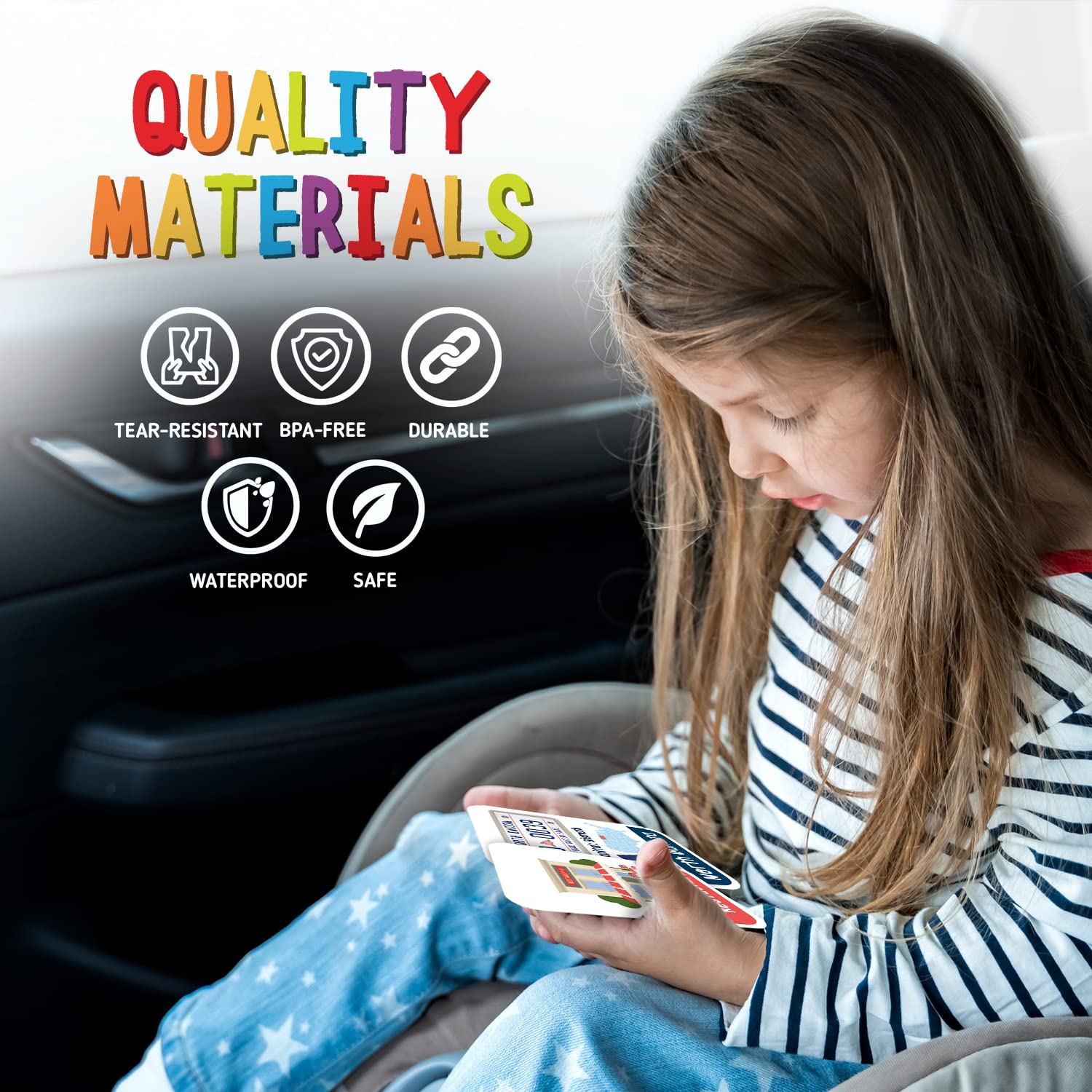 Merka Kids Travel Activity Set - 96 Fun Road Trip Flashcards for License Plate Game & Scavenger Hunt | Perfect for Family Car Rides, Vacation Entertainment & Long Distance Travel with Children