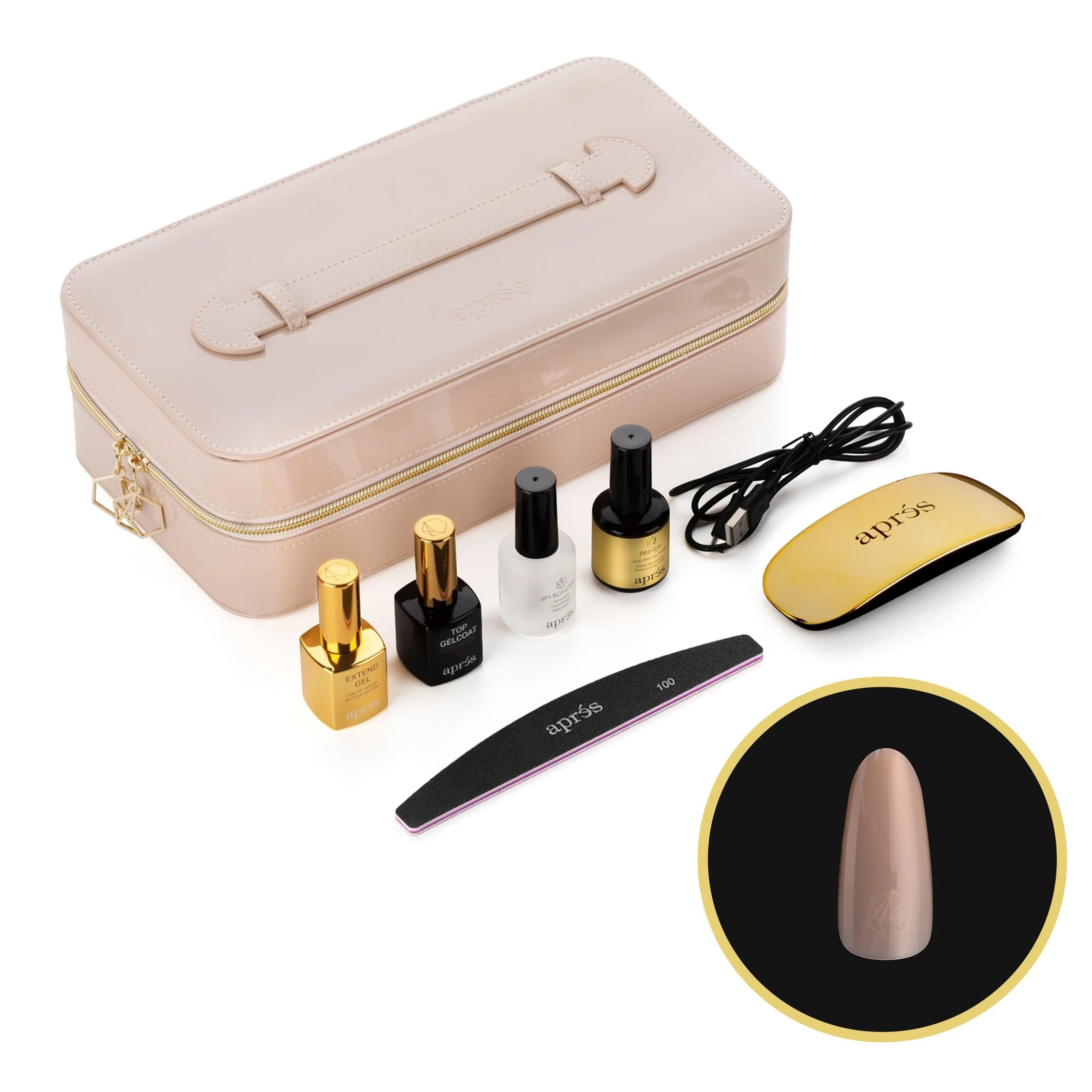 Apres Gel X Kit by Yoko - Sculpted Round Medium Nail Tips with Base Color | Professional DIY Nail Extension Set for Salon-Quality Manicures at Home | Perfect for Parties, Weddings, and Special Occasions