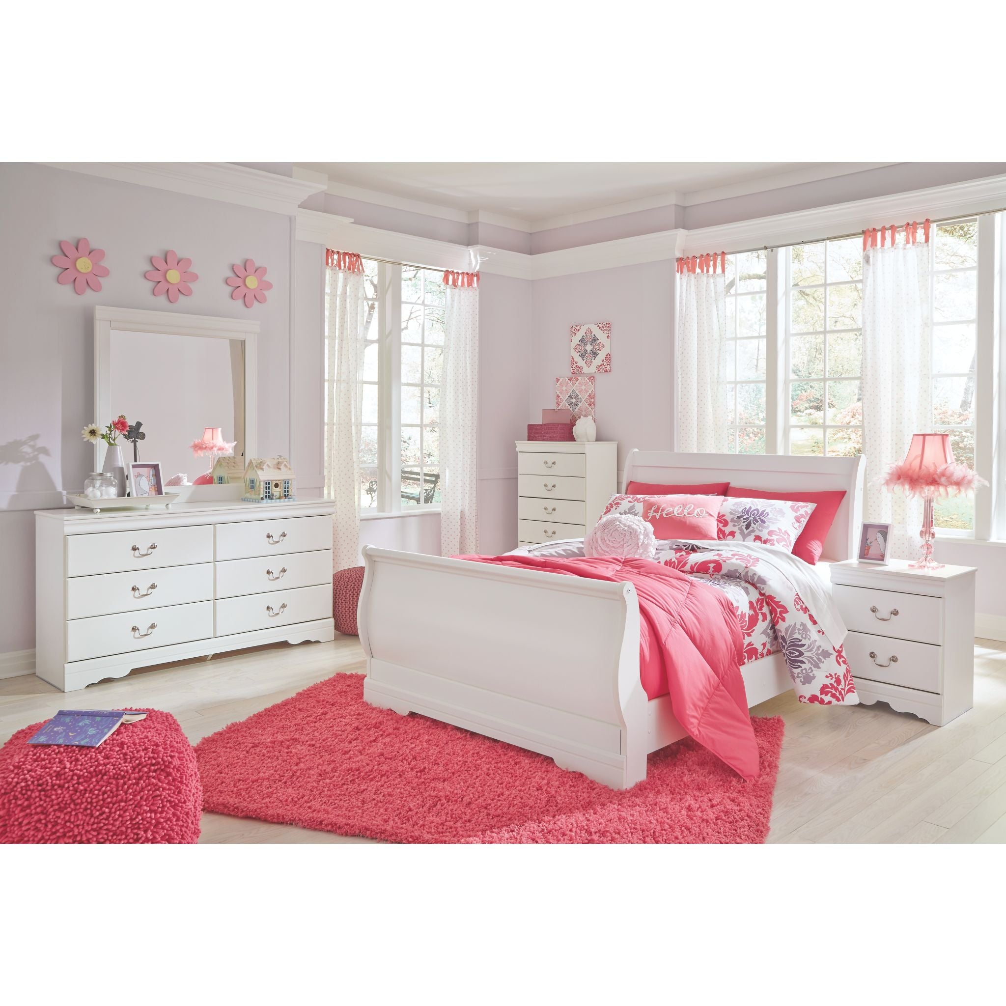 Anarasia White Sleigh Bed Frame - Queen Size, Modern Farmhouse Style, Solid Wood Construction for Bedroom Decor | Perfect for Master Bedroom, Guest Room & Cozy Retreat