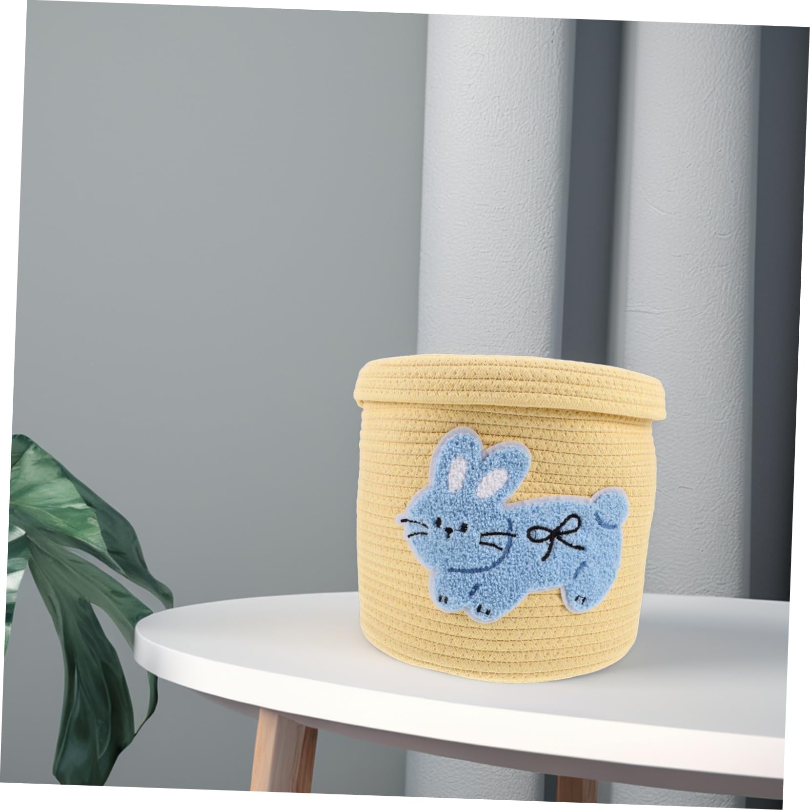 Cabilock Handwoven Cotton Rope Storage Basket with Lid - Organize Snacks, Sundries & Desk Accessories - Decorative Woven Bin for Home, Office, Nursery & Bathroom Storage Solutions
