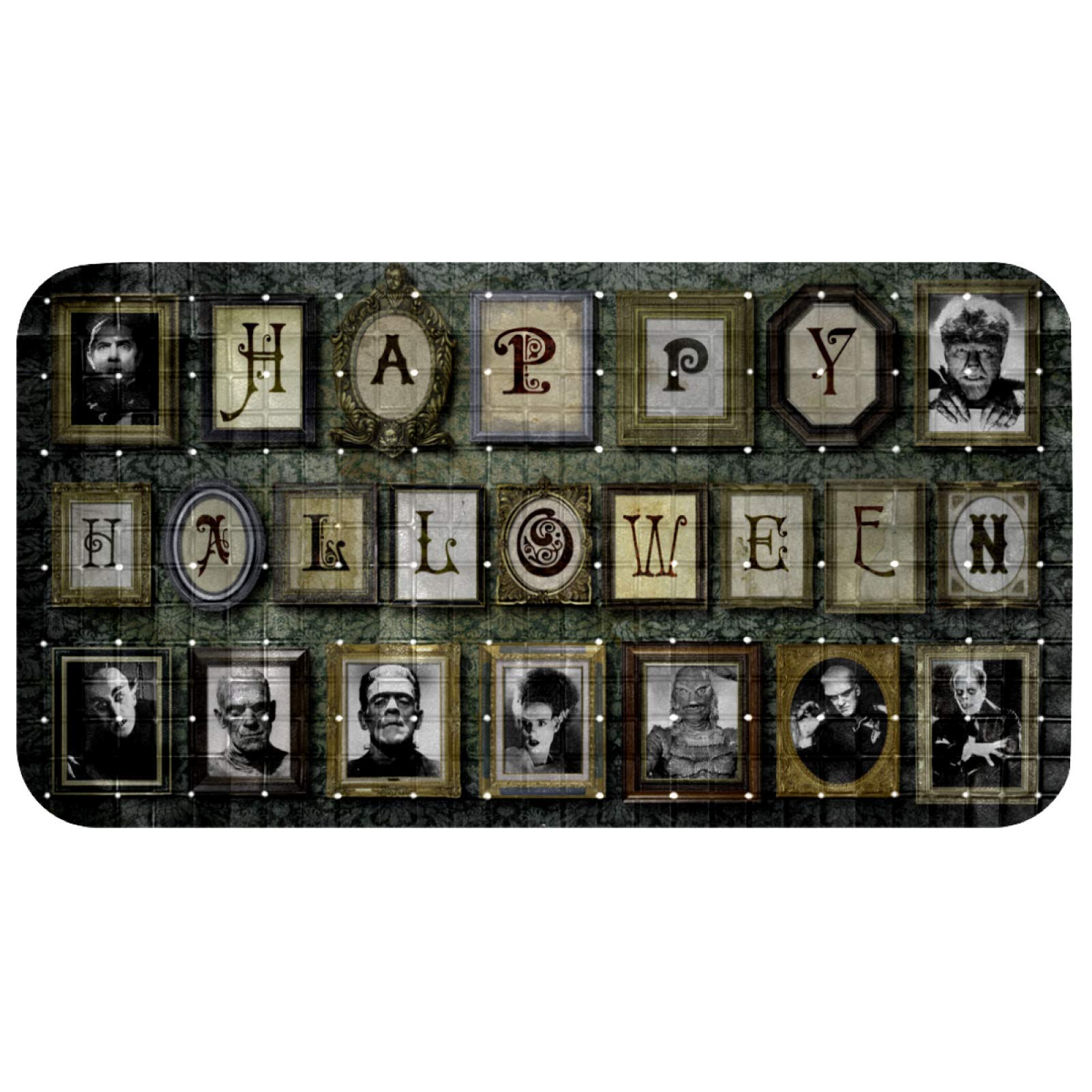 Livehome Non-Slip Halloween Bathtub Mat - Waterproof PVC Bathroom Rug with Suction Cups & Drainage Holes (14.7x26.9 Inches) - Perfect for Spooky Bathroom Decor & Safe Shower Flooring