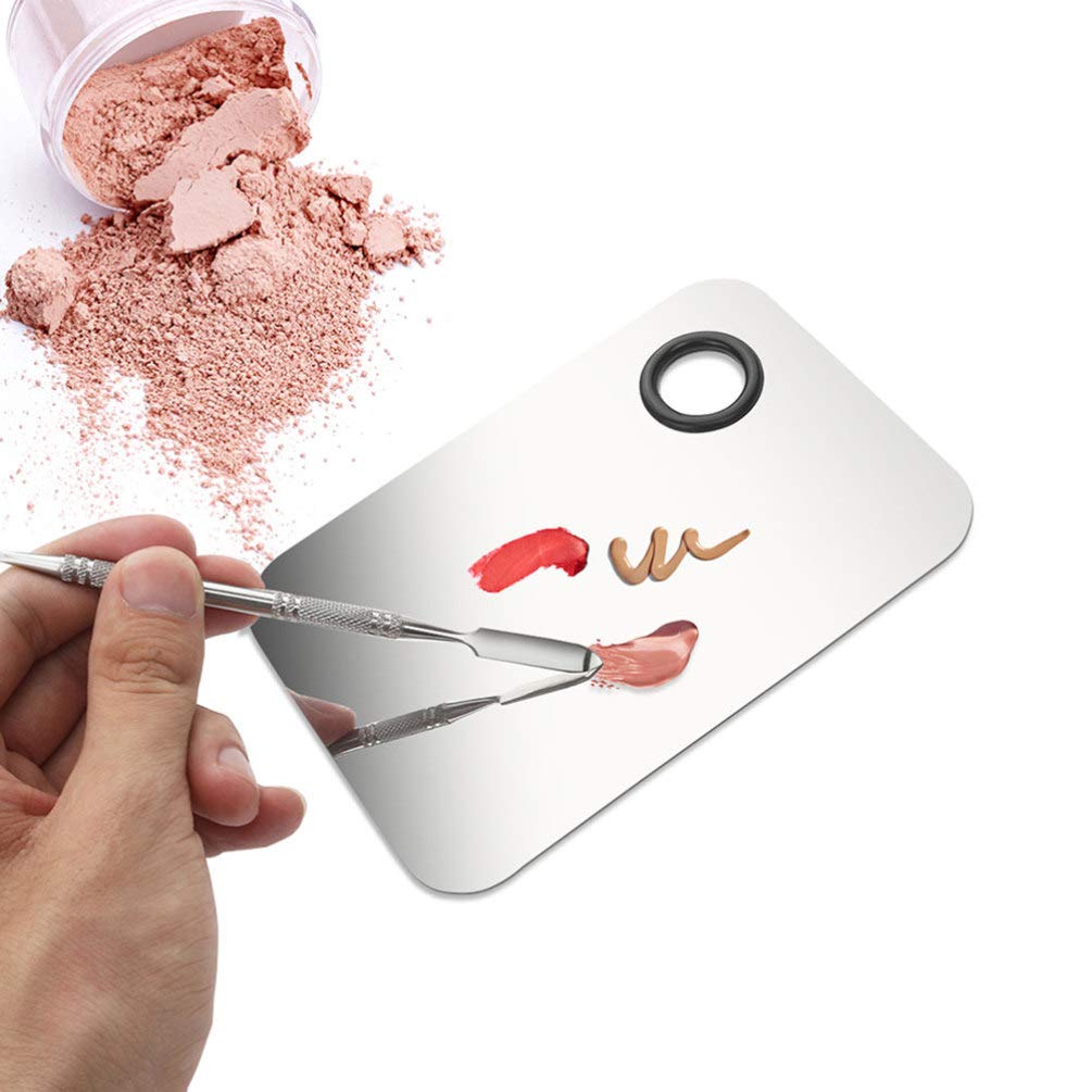 Beaupretty Professional Makeup Mixing Palette - Stainless Steel Cosmetic Palette with Spatula & Storage Case - Perfect for Nail Art, Foundation Mixing & Makeup Blending (Ideal for Salon & Home Use)