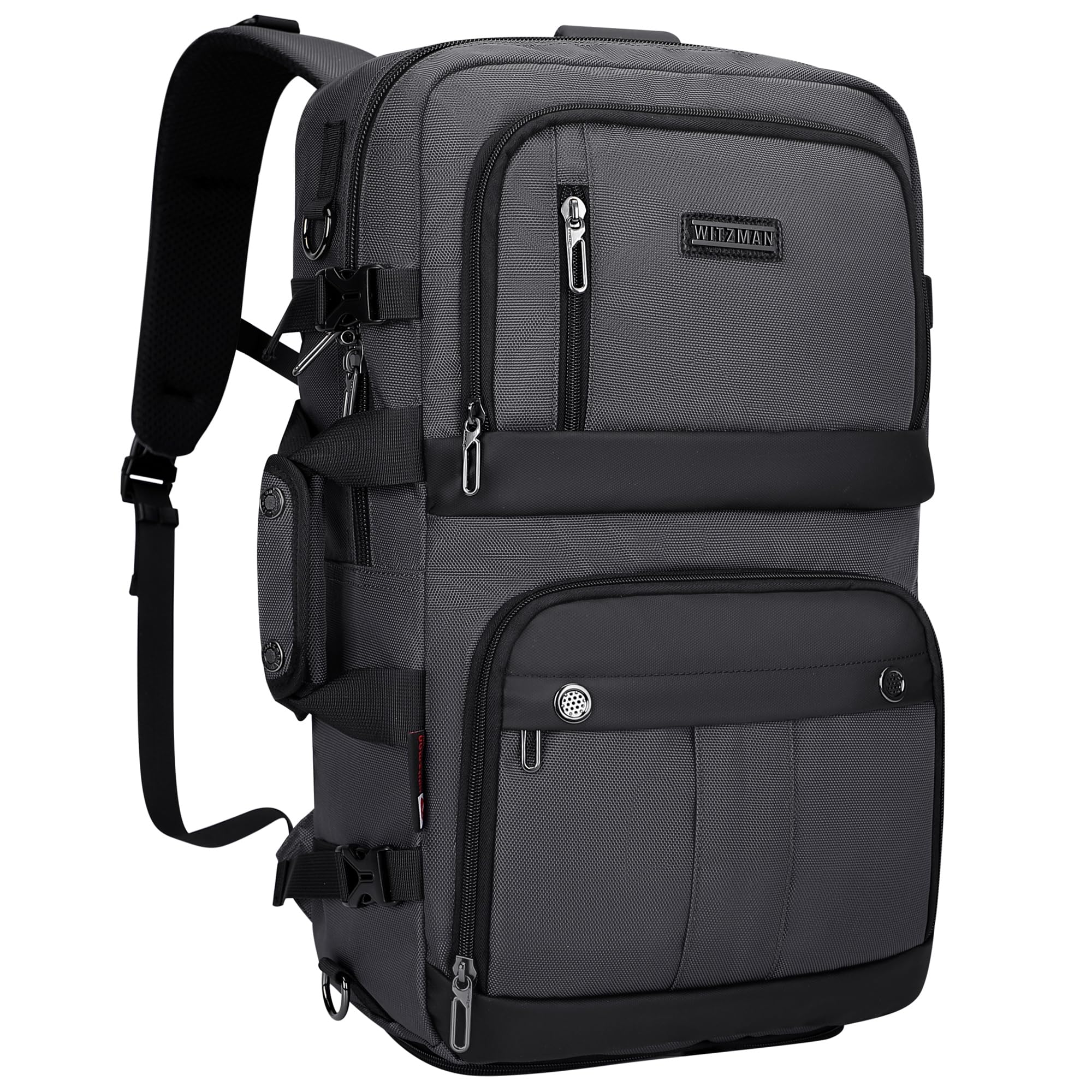 WITZMAN Carry-On Travel Backpack for Men & Women - Airline Approved Laptop Backpack with USB Charging Port (B683 Silvery Grey) - Perfect for Business Trips, College, Commuting & Air Travel