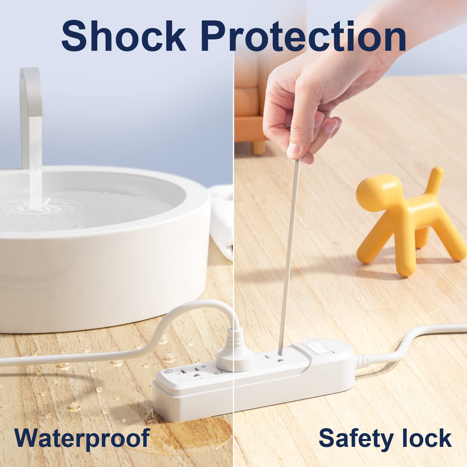 **Weatherproof Outdoor Power Strip - 10 FT Extension Cord with 3 Outlets, 1875W Overload Protection & Shock Prevention - Ideal for Kitchen, Patio, Christmas Lights & Outdoor Decor (White)**