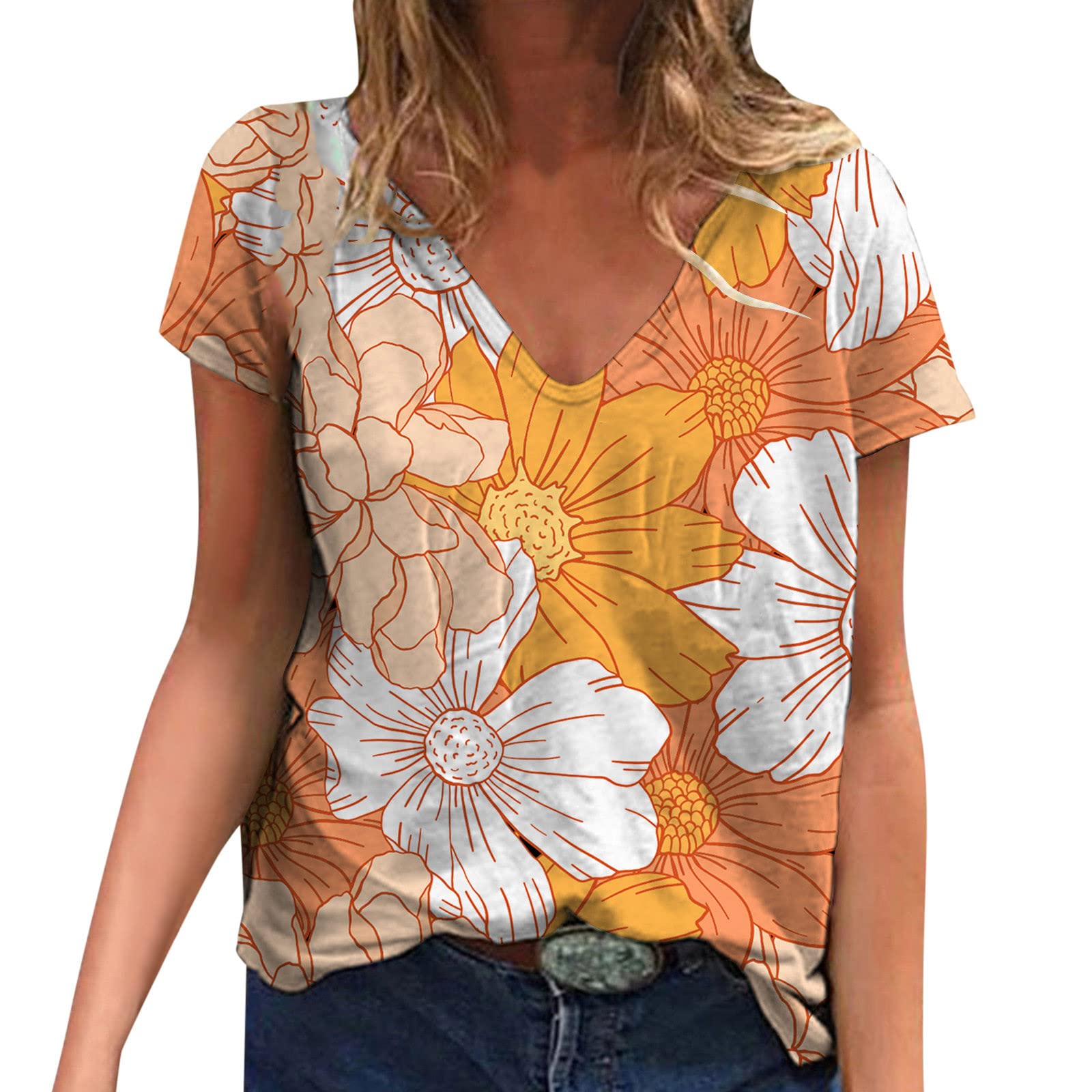 Women's Casual Short Sleeve Round Neck Twist Front Tunic T-Shirt - Loose Fit Cute Blouse for Everyday Wear, Work & Outings