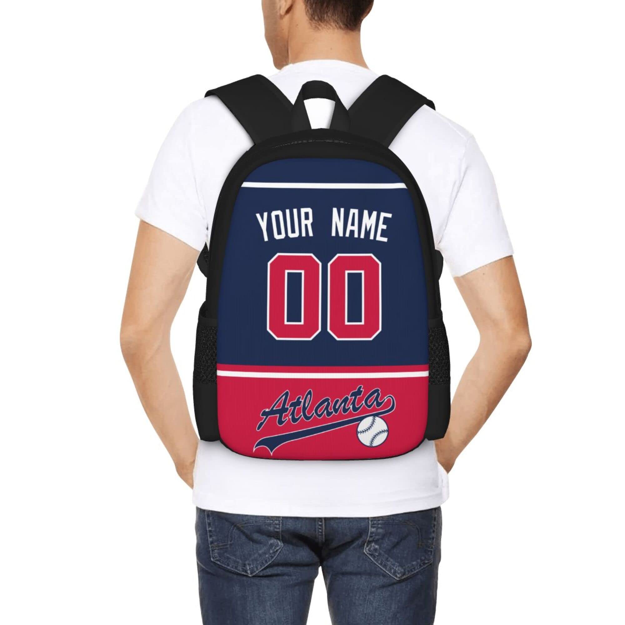 Custom Atlanta Backpack with High Capacity - Personalized Name & Number Gift for Kids, Men & Fans - Perfect for School, Travel & Sports Events