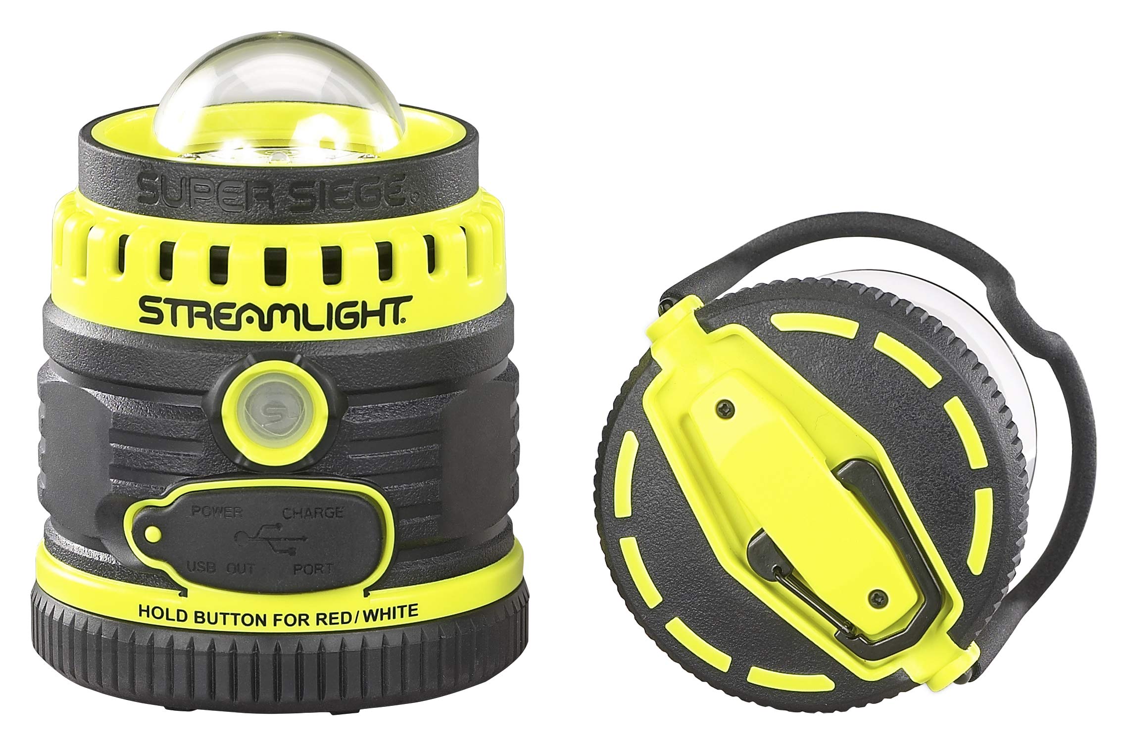 Streamlight 44945 Super Siege 1100-Lumen Rechargeable Outdoor Lantern Flashlight with AC/USB Charger - Bright Yellow for Camping, Hiking, Emergency & Power Outages