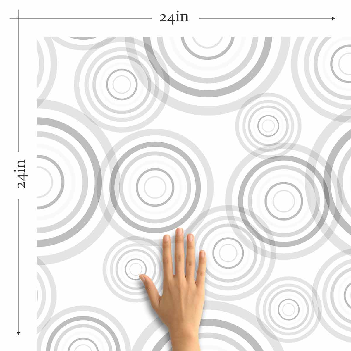 Grey Circle Peel and Stick Removable Wallpaper 5419 - Self-Adhesive Decorative Wall Covering for Bedroom, Living Room & Office Decor