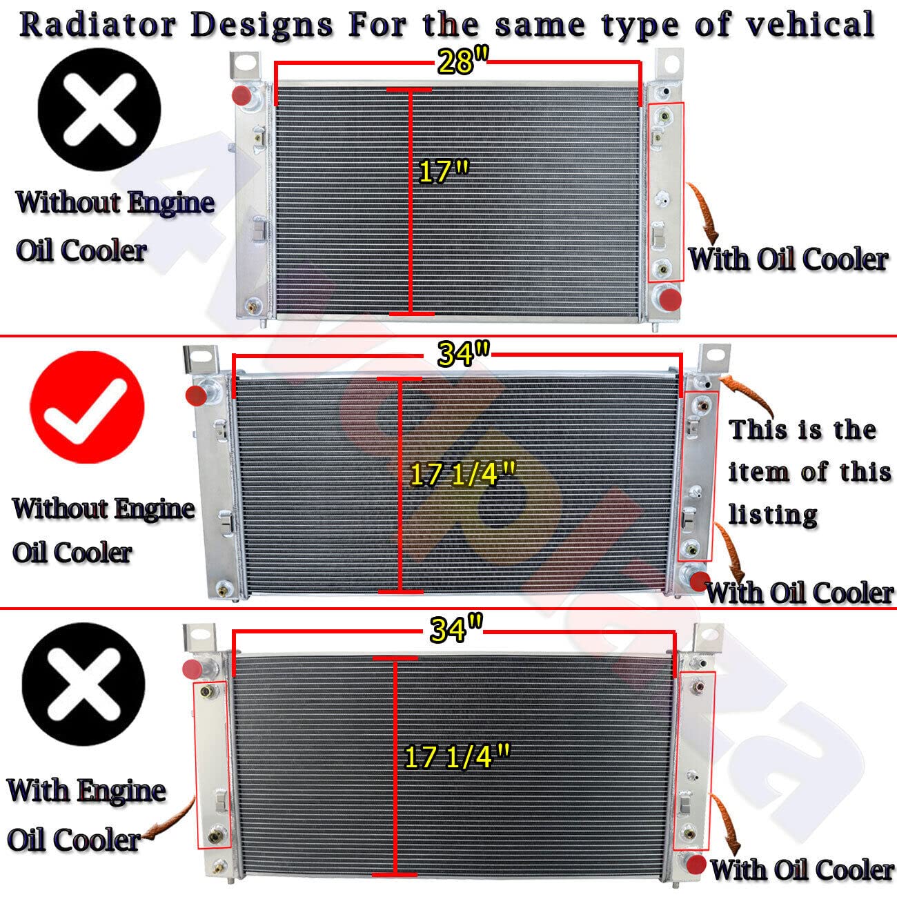 3 Row Aluminum Radiator Fan Shroud Replacement for 1999-2014 Chevy Silverado 1500 Tahoe & GMC Sierra 2500 Yukon with 4.8L 6.0L 6.2L V8 Engines - Heavy Duty Cooling Upgrade for Off-Road, Towing & Hot Weather Driving