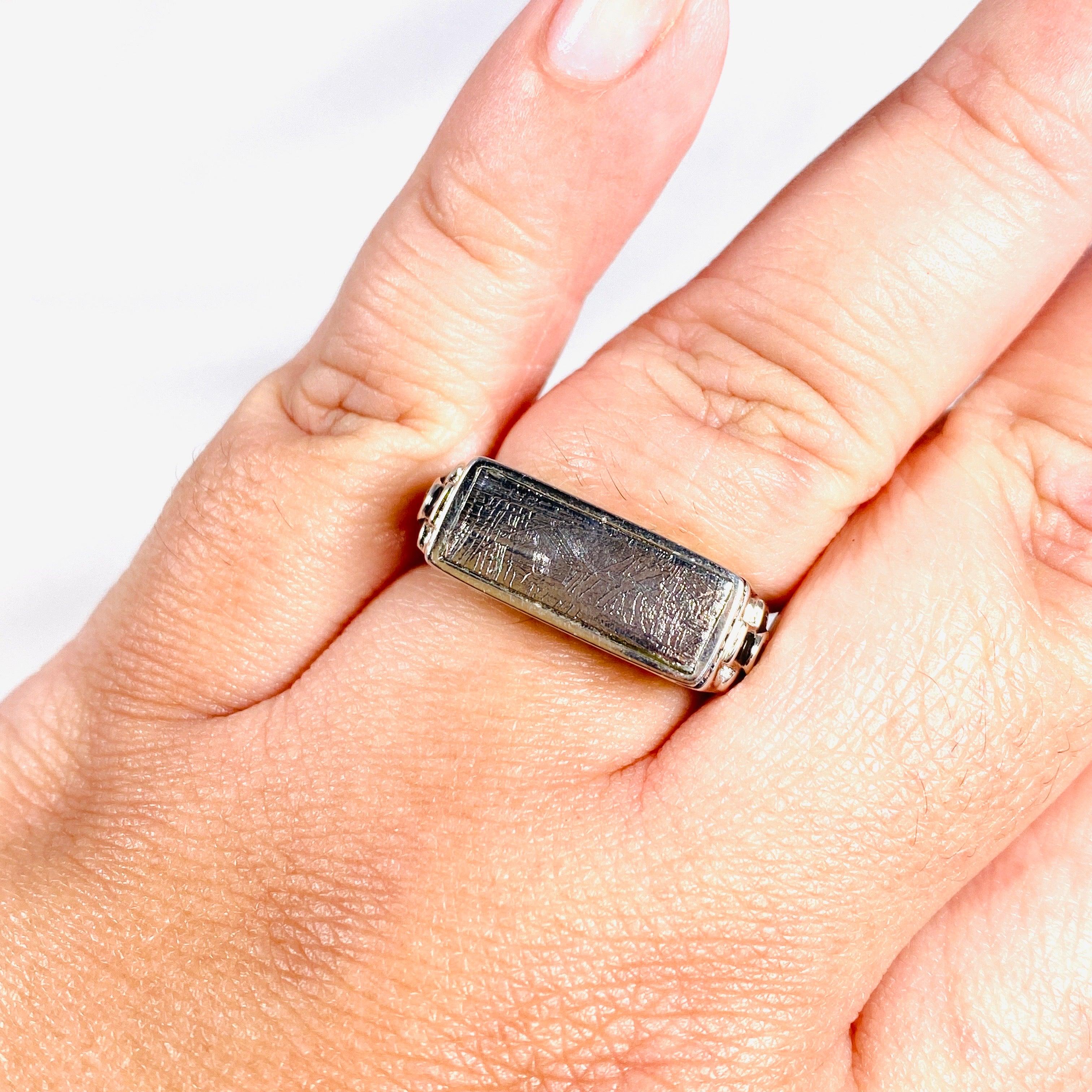 Gibeon Iron Meteorite & Moldavite Ring - Size 11.5 - Unique Men's Wedding Band - PRGJ385 - Perfect for Engagement, Anniversary & Spiritual Jewelry Gifts