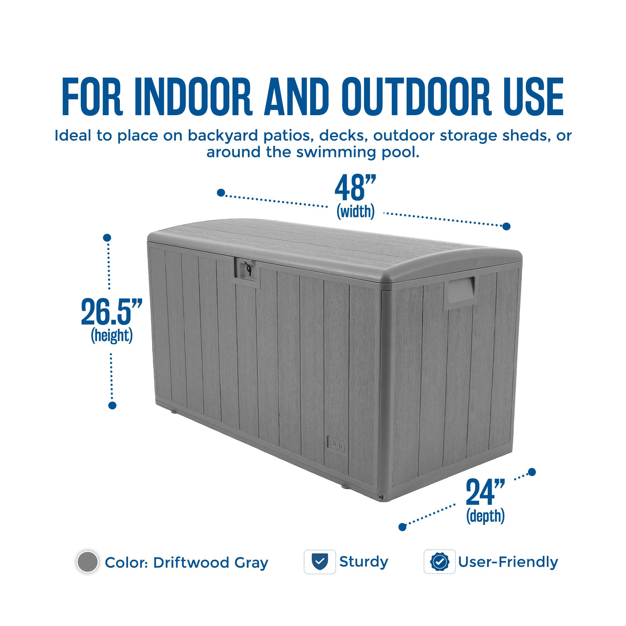 105 Gallon Outdoor Deck Storage Box with Soft Closure - Durable Plastic Deck Box for Patio, Garden & Backyard Organization - Weatherproof & Spacious Gray Storage Container
