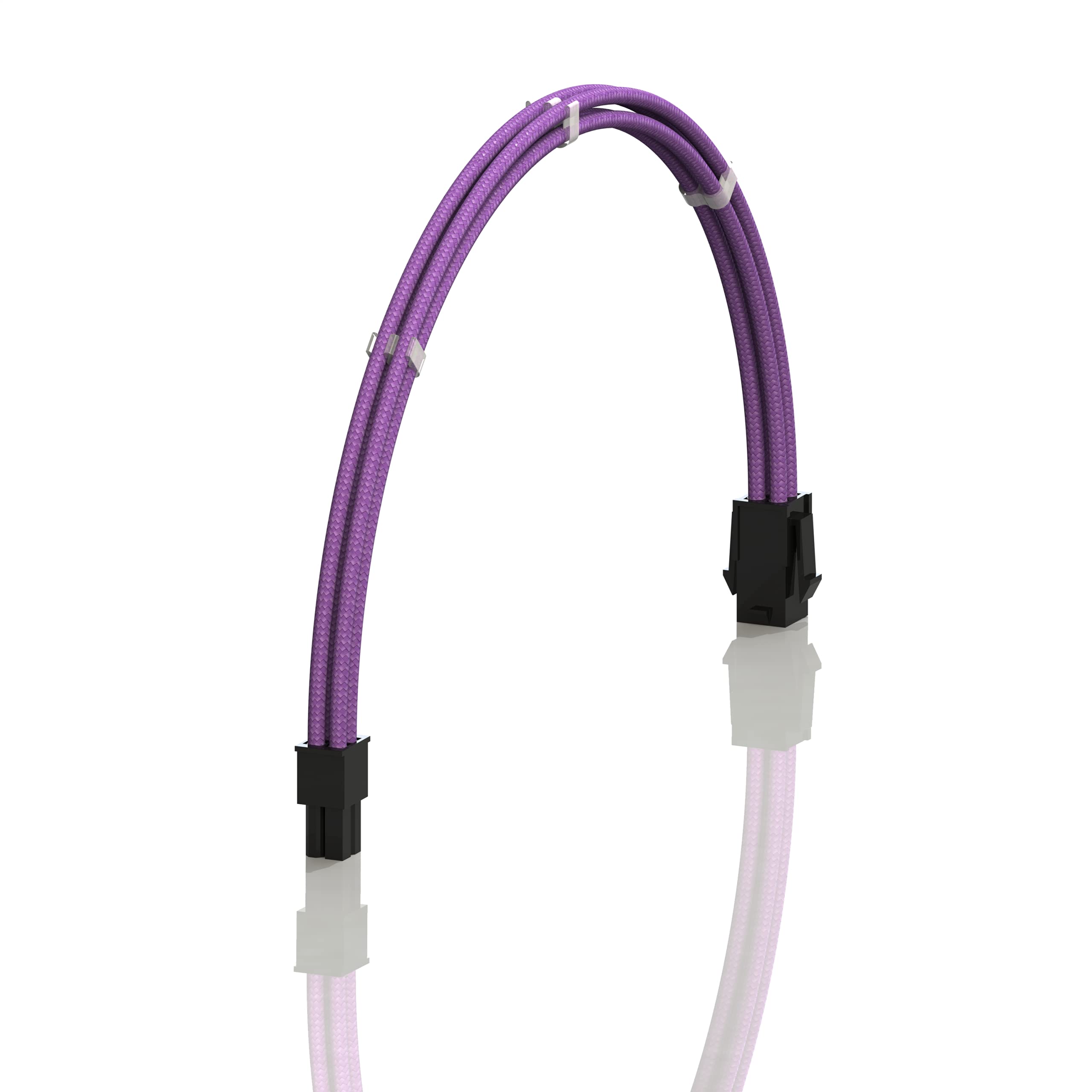 LINKUP - AVA 50cm EPS 4 Pin CPU ATX Motherboard PSU Power Supply Braided Sleeved Custom Mod PC Extension Cable with Combs | Strong & Stiff Design | Single Pack | 500mm - Purple | Perfect for Gaming PC Builds, Custom Cable Management, and Computer Upgrades