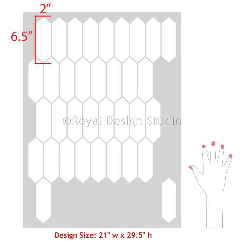 Hexagon Subway Tile Stencil for DIY Home Decor - Reusable Wall & Floor Stenciling Template for Geometric Patterns in Kitchens, Bathrooms & Backsplashes