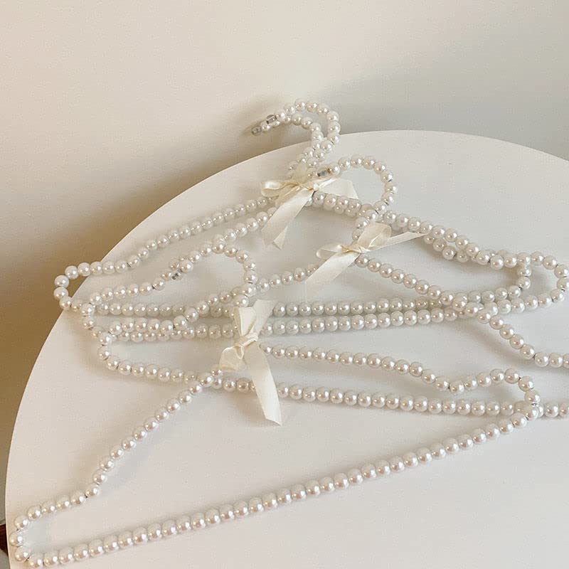 20 Pack White Pearl Bow Clothes Hangers for Wedding Dresses, Shirts & Bras - Heavy Duty Garment Hooks for Bridal Gowns, Blouses & Delicate Clothing - Perfect for Bridal Suites, Boutiques & Closet Organization
