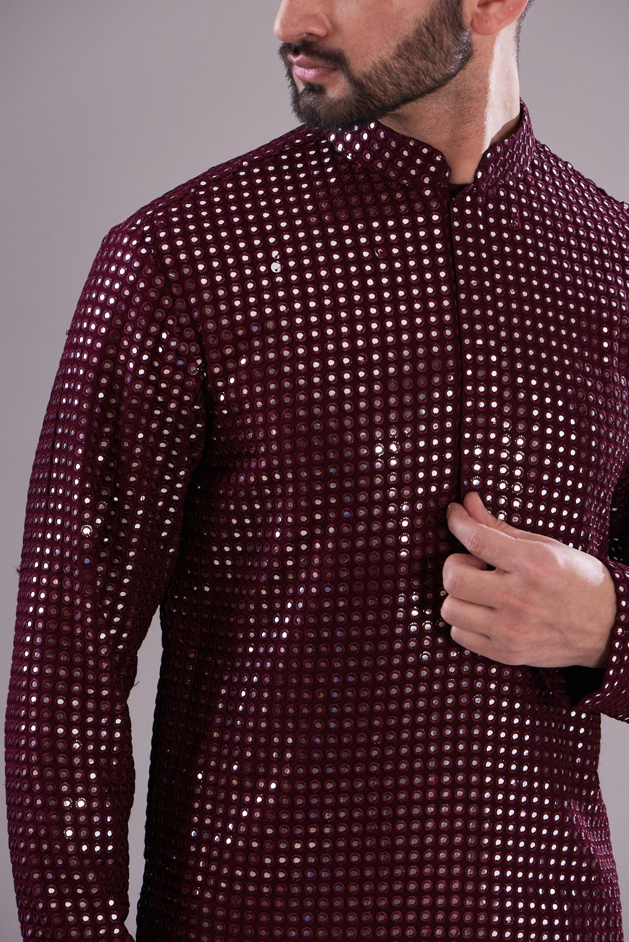 Stylish Maroon Mirror Work Kurta for Women - Traditional Indian Embroidered Tunic Top - Perfect for Festivals, Weddings & Casual Wear