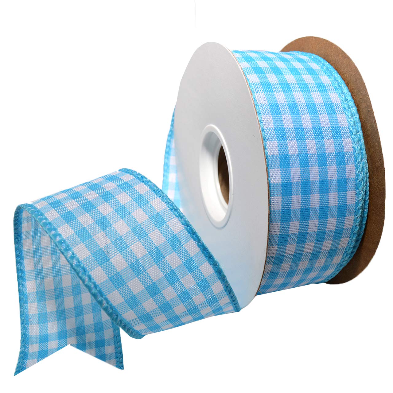 Morex 1.5 Inch x 10 Yards Wired Checkmate Ribbon - Turquoise (7379.40/10-612) | Perfect for Gift Wrapping, Crafts, and DIY Projects