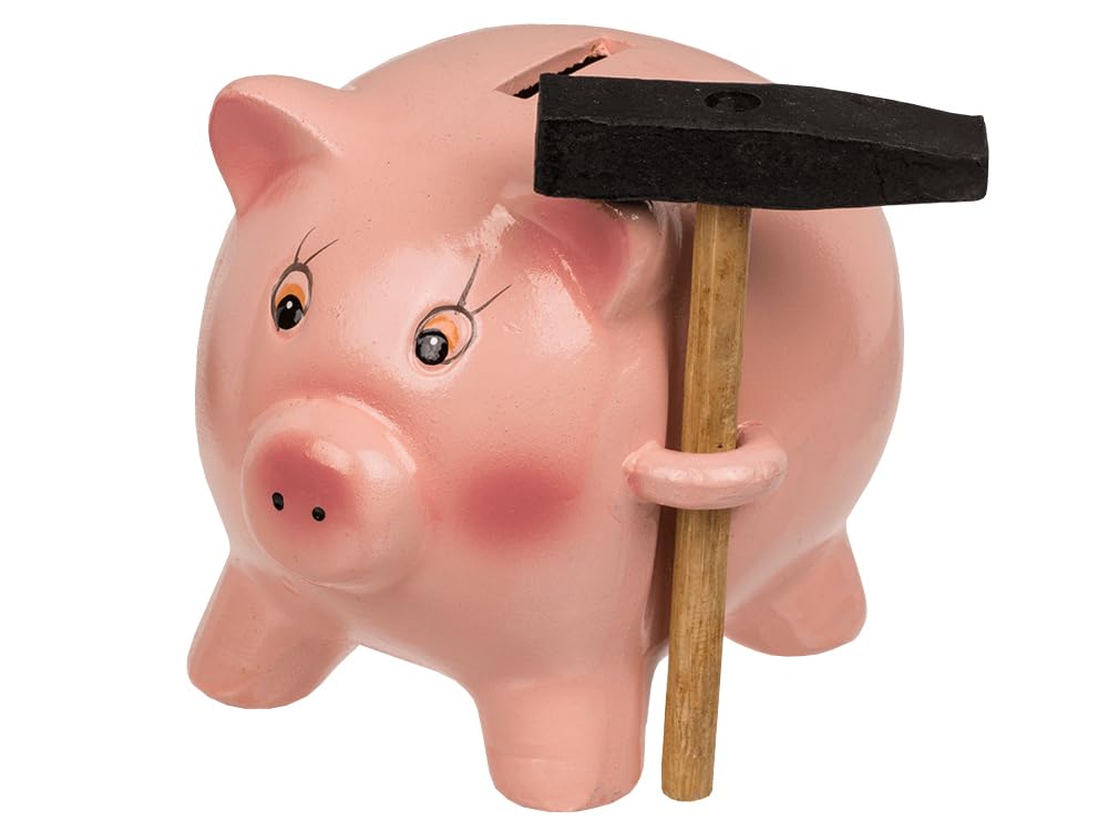 Ceramic Piggy Bank with Hammer - Cute Money Saving Bank for Kids & Adults - Perfect for Birthday Gifts, Home Decor, and Financial Education (Multi Color, One Size)