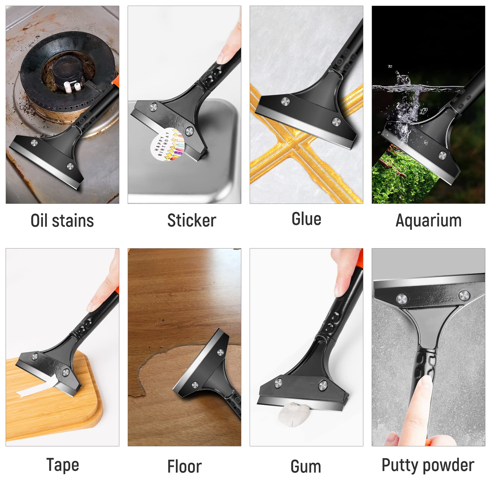DIYSELF Razor Blade Scraper Tool - Heavy Duty Stainless Steel Window, Tile & Floor Cleaner - Perfect for Glass, Stove Top, Cooktop, Oven, Aquarium - Removes Paint, Decals, Stickers, Gum & Glue - Ideal for Home Cleaning & DIY Projects