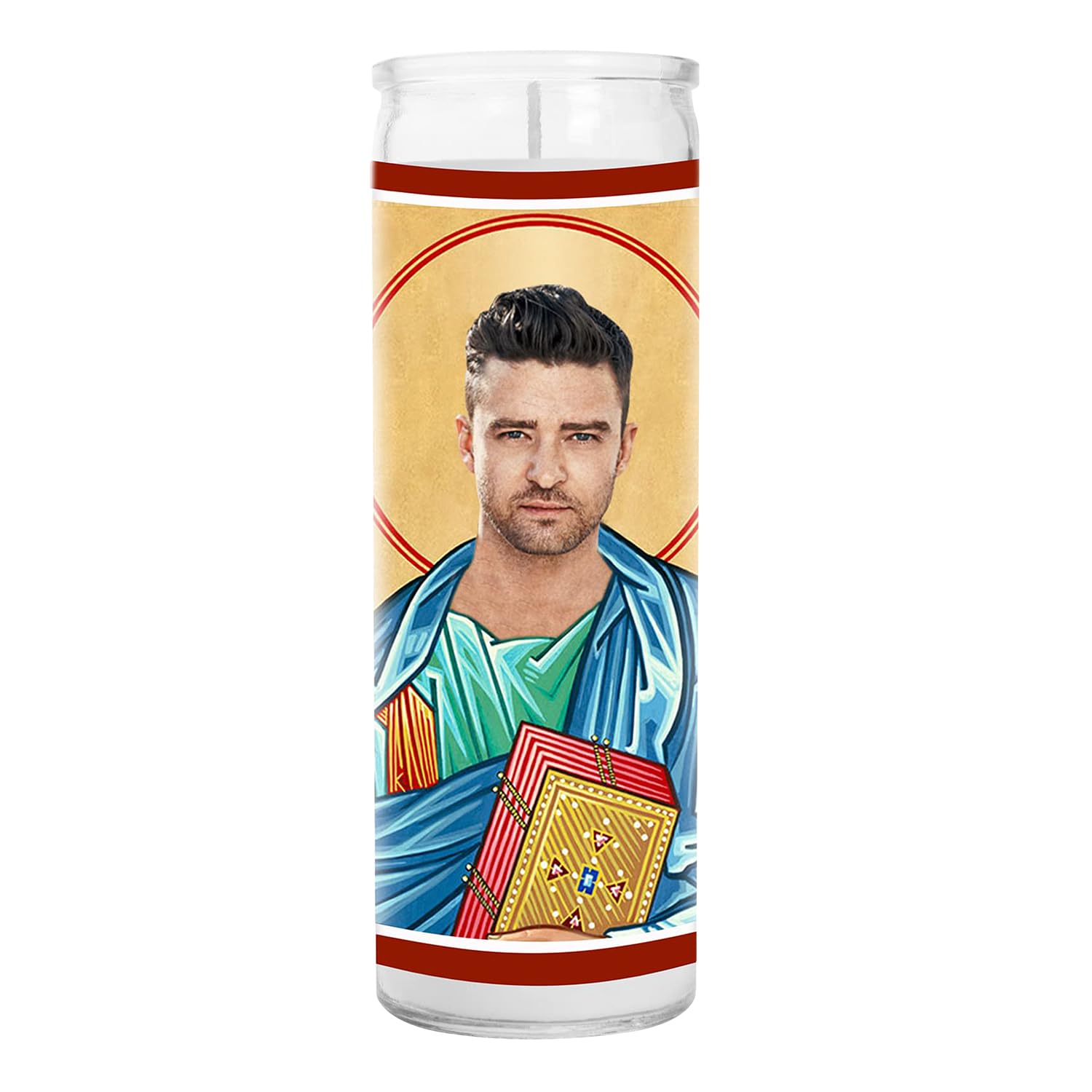 8 Inch Handmade Glass Prayer Candle - Saint & Celebrity Votive Candle - USA Made Religious Gift for Home Altar, Meditation & Spiritual Decor