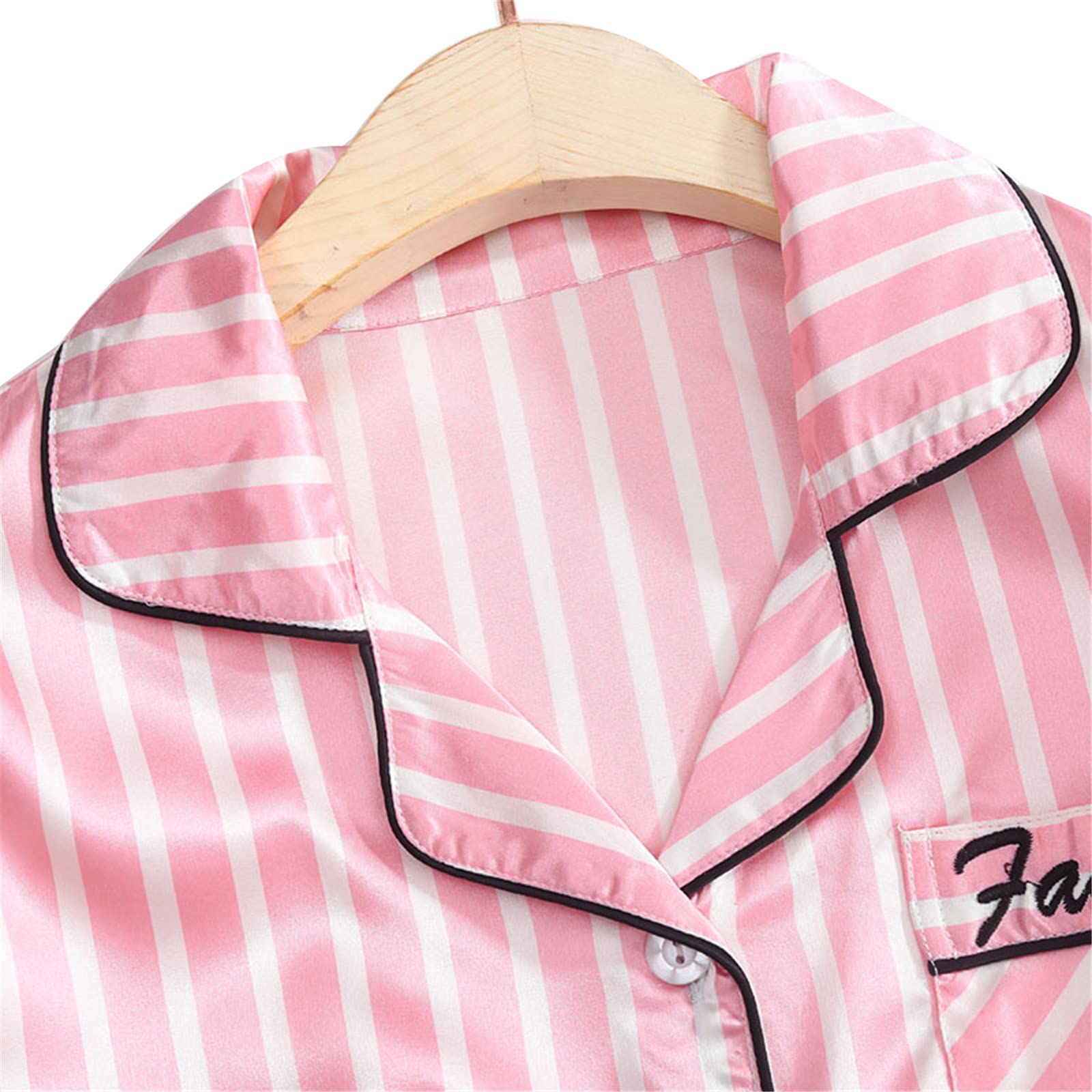 Jamron Women's 7-Piece Satin Pajama Set - Soft Sleepwear for Spring, Summer & Fall - Short Sleeve Top & Pants/Shorts - Perfect for Lounging, Sleepovers & Vacation Comfort