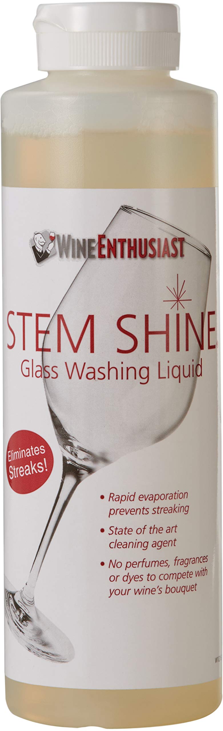 Wine Enthusiast Stem Shine - 16 oz Wine Glass Cleaner for Streak-Free Shine | Removes Odors & Stains | Safe for Hand Washing Crystal & Delicate Glassware | Perfect for Dinner Parties, Wine Tastings & Home Bar Cleaning