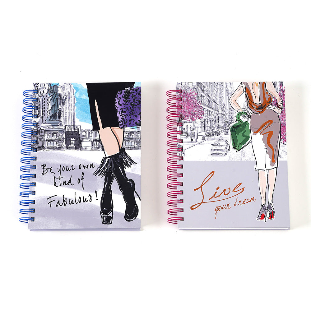 160-Sheet Jumbo Spiral Fashionista Hot Stamp Notebook Journal, 8.5