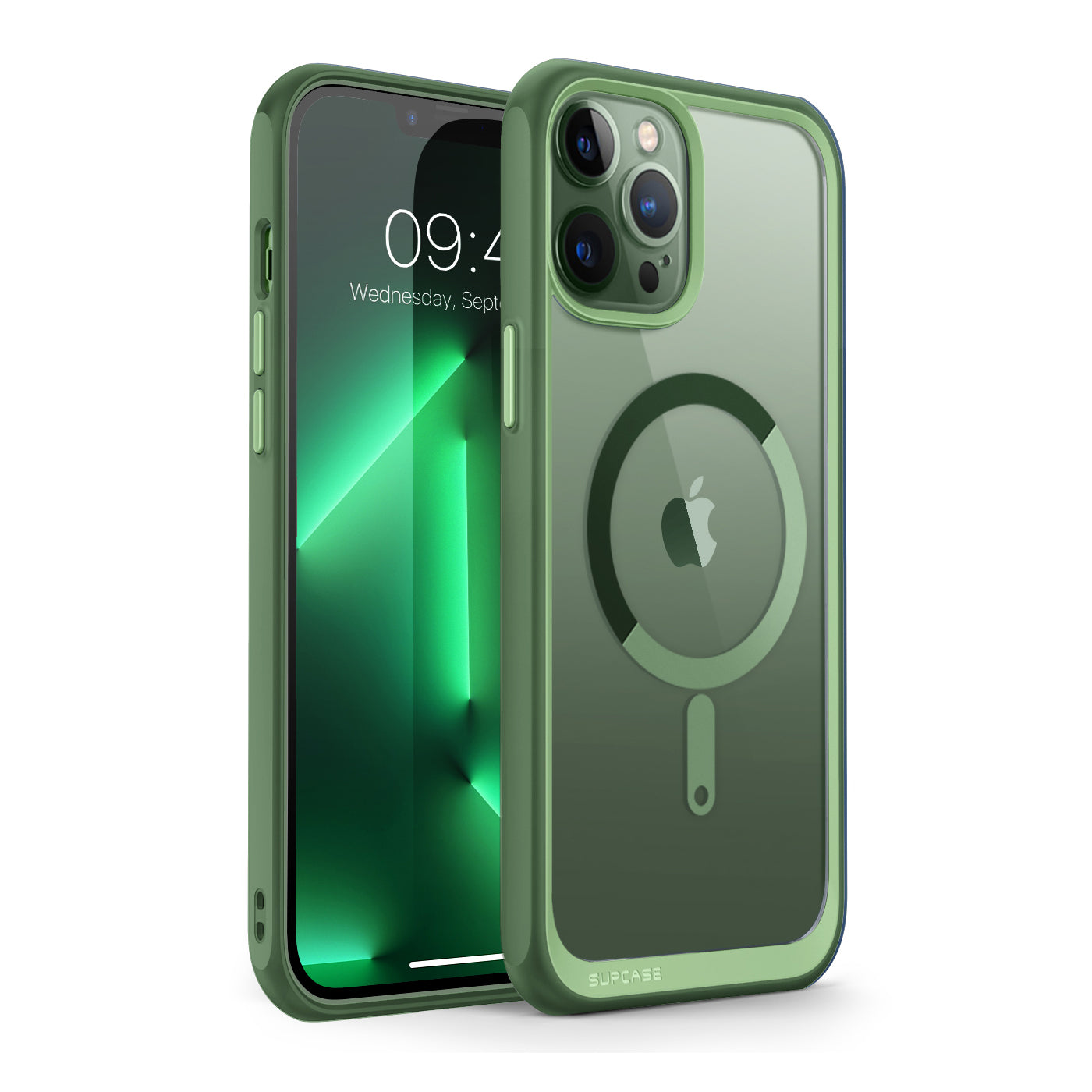 iPhone 13 Pro Max Case 6.7 Inch - Unicorn Beetle MAG Slim Clear Protective Cover with MagSafe Compatible in Green - Perfect for Daily Use, Travel & Wireless Charging
