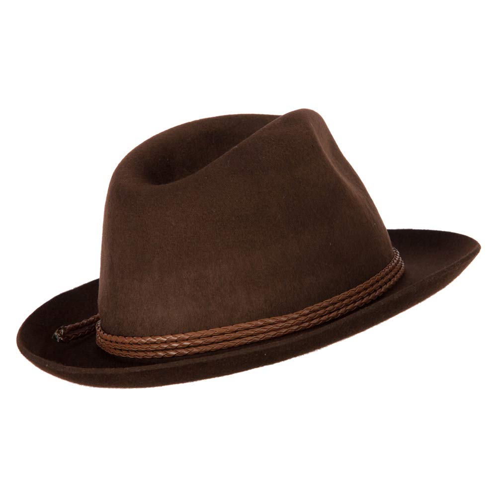 Jeanne Simmons Unisex Braided Leatherette Band Wool Felt Fedora Hat - Stylish Pinched Crown Design for Men & Women - Perfect for Outdoor Events, Weddings & Fashion Accessories