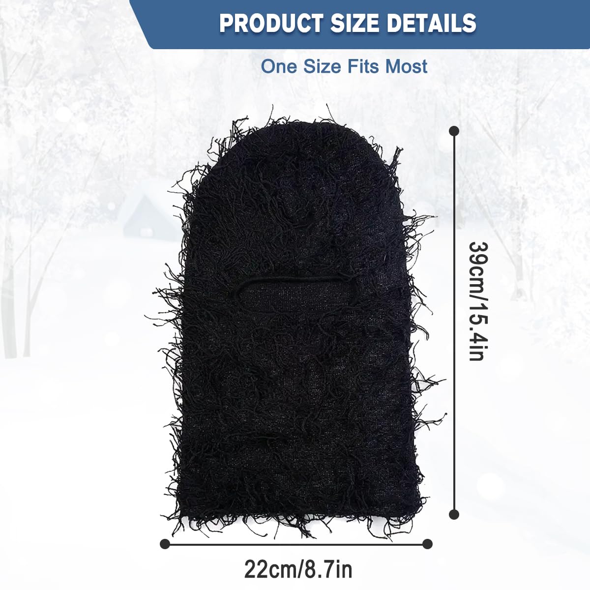Distressed Knitted Balaclava Ski Mask - Windproof Full Face Cover for Men & Women - Winter Beanie Neck Warmer for Skiing, Snowboarding & Outdoor Activities