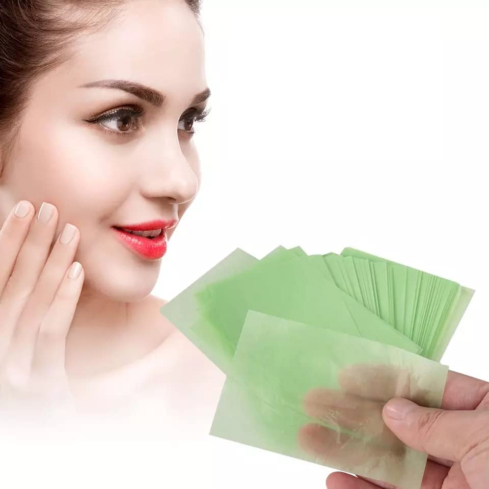 Ghelonadi 100pcs Bamboo Charcoal Oil Absorbing Sheets - Natural Green Tea Facial Blotting Papers for Oily Skin | Portable Oil Control for Makeup, Gym & Travel