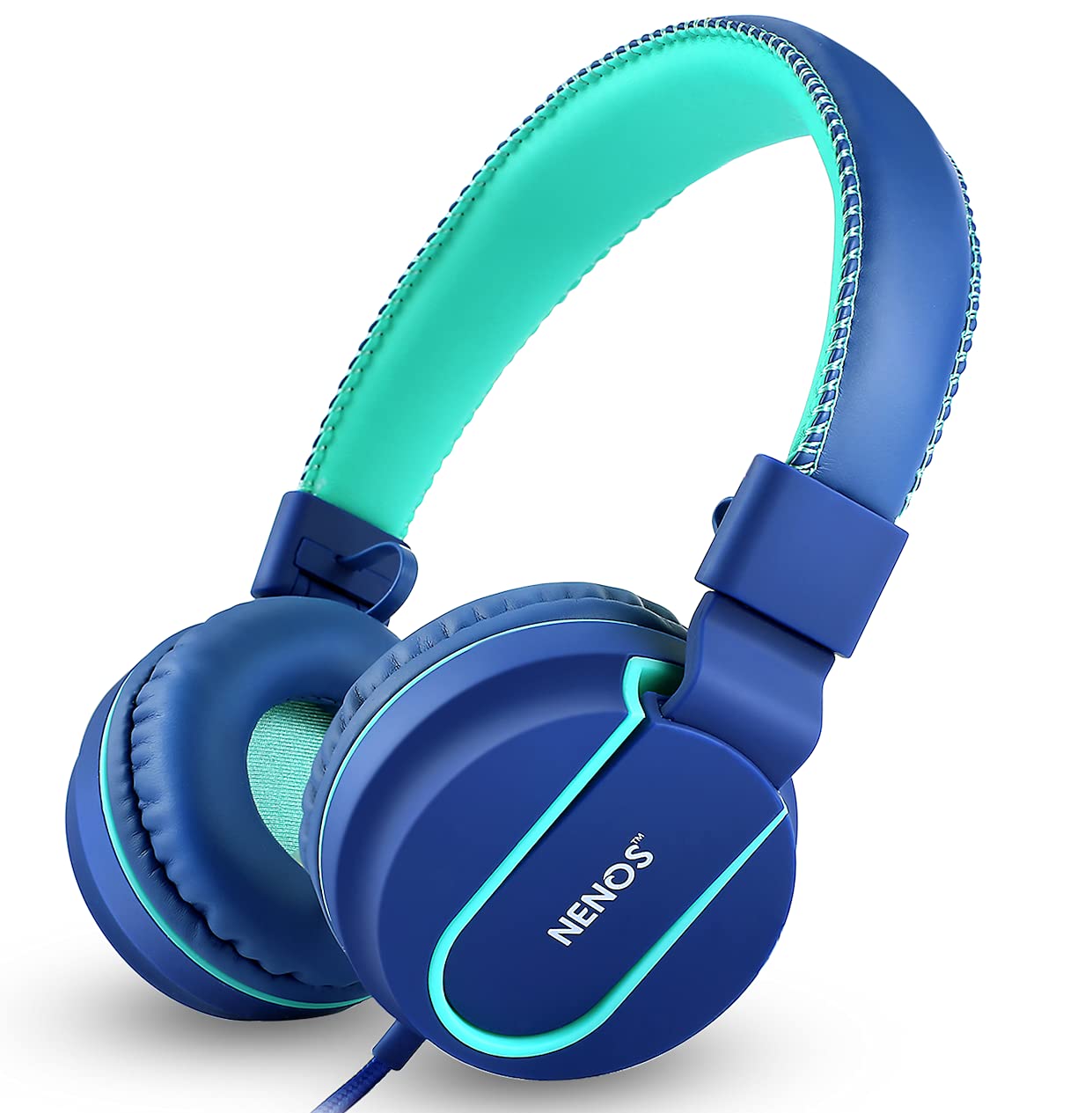 Kids Headphones with Volume Limiter - NENOS Over-Ear Children's Headphones for Safe Listening (Navy Pro) - Perfect for Online Classes, Gaming & Travel