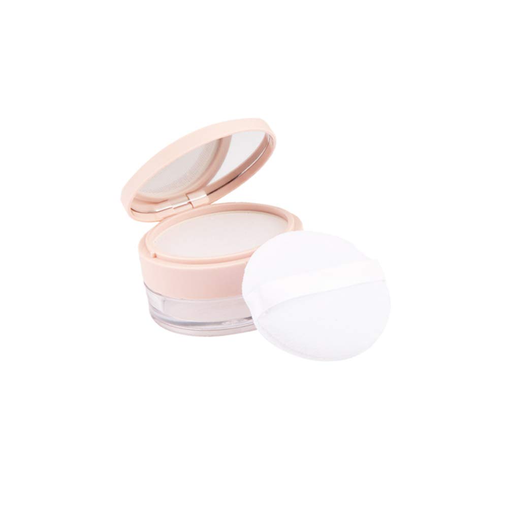 Refillable Loose Powder Container with Puff, Mirror & Mesh Sifter - Reusable Plastic Cosmetic Case for Makeup Touch-Ups & Travel